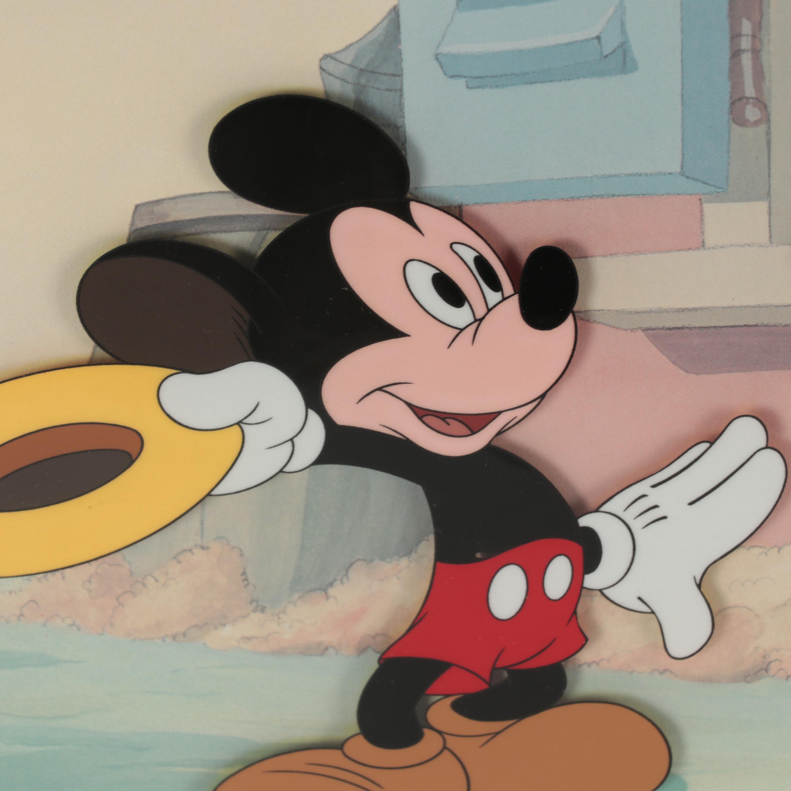 Walt Disney Hand-Painted Animation Cel of Mickey and Minnie, Mid-20th Century