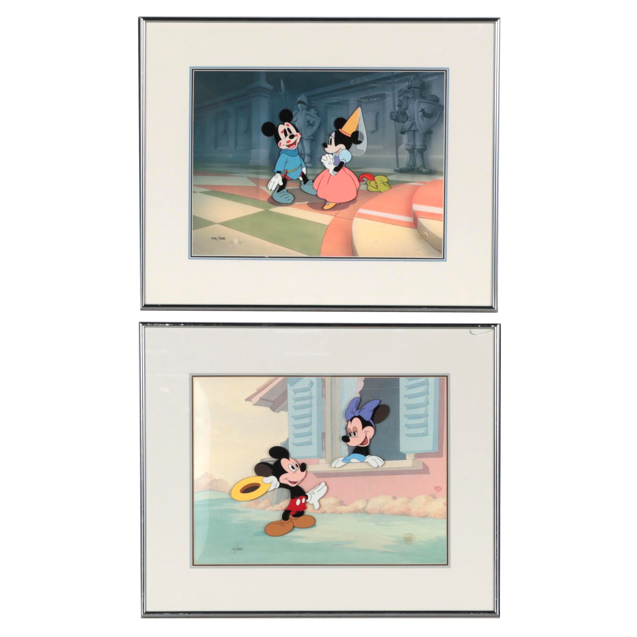 Walt Disney Hand-Painted Animation Cel of Mickey and Minnie, Mid-20th Century