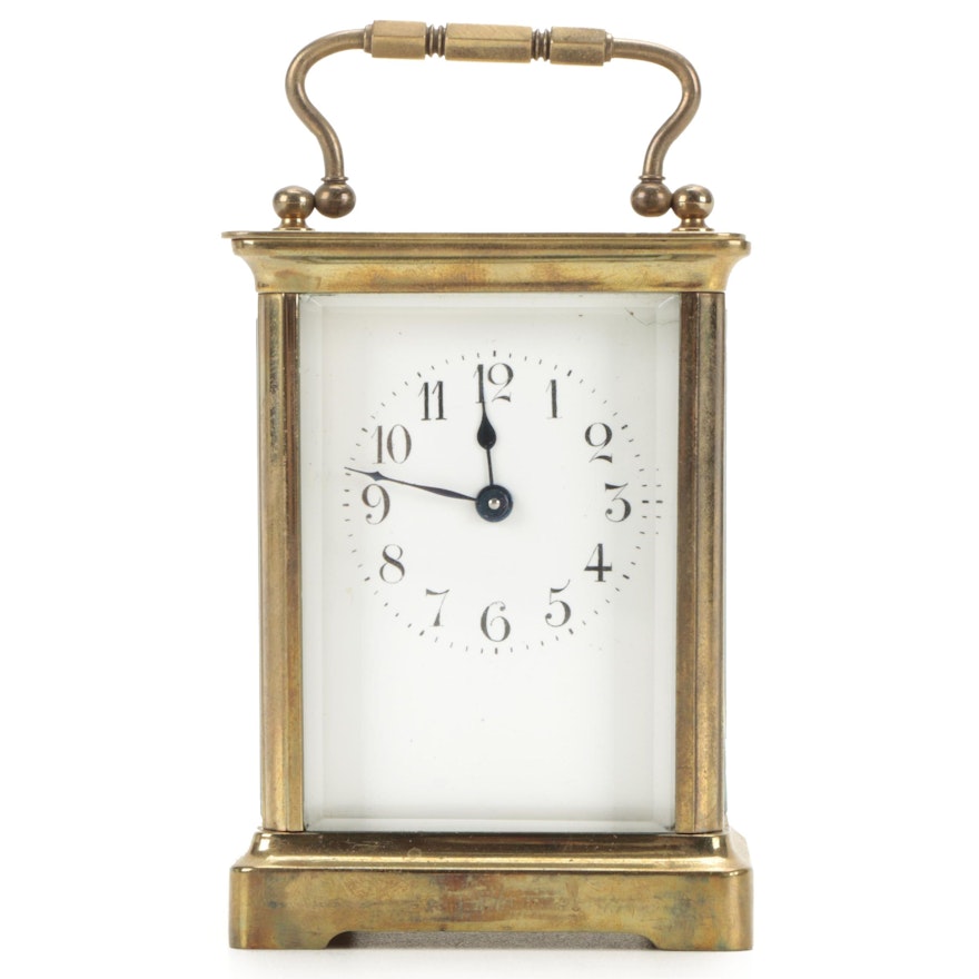 French Brass Carriage Clock,  Early 20th Century