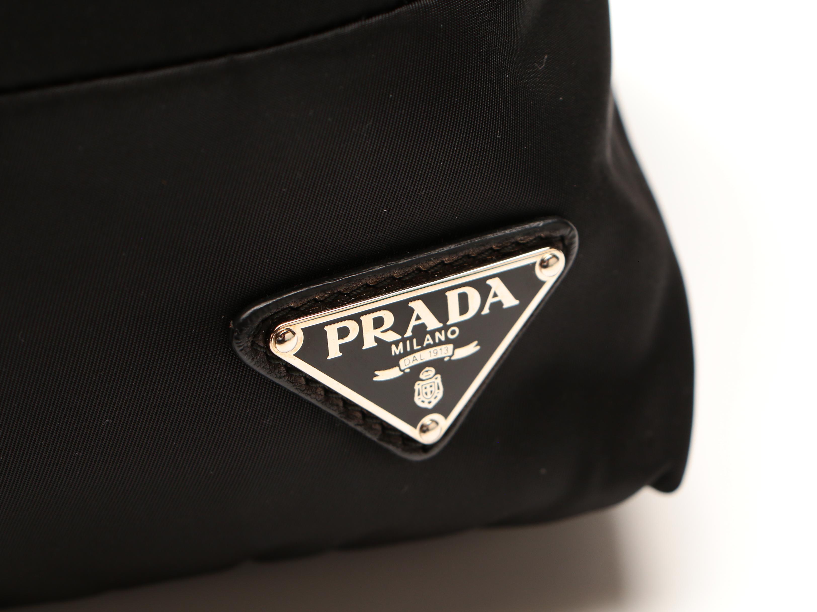 Prada Shoulder Bag in Black Tessuto Nylon with Leather Trim