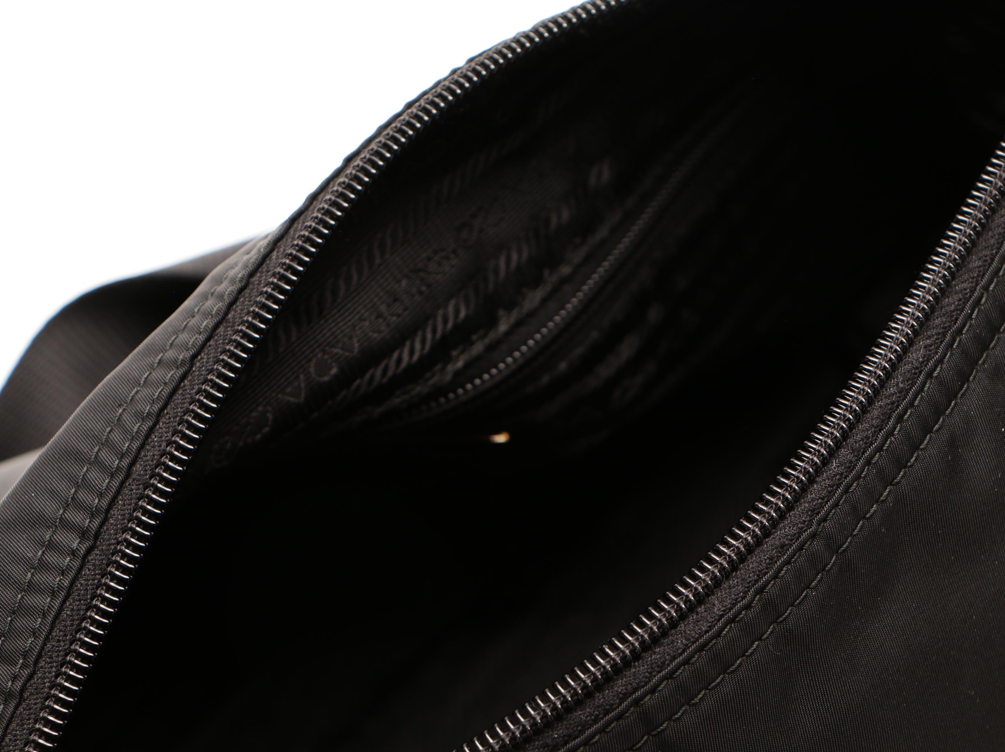 Prada Shoulder Bag in Black Tessuto Nylon with Leather Trim