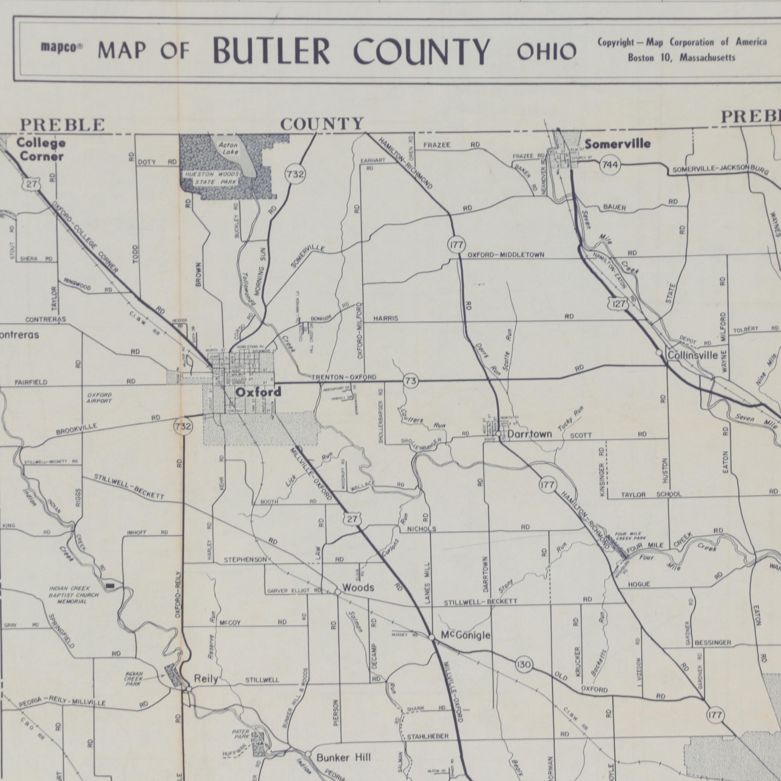 Map Corporation of American Lithograph "Map of Butler County"