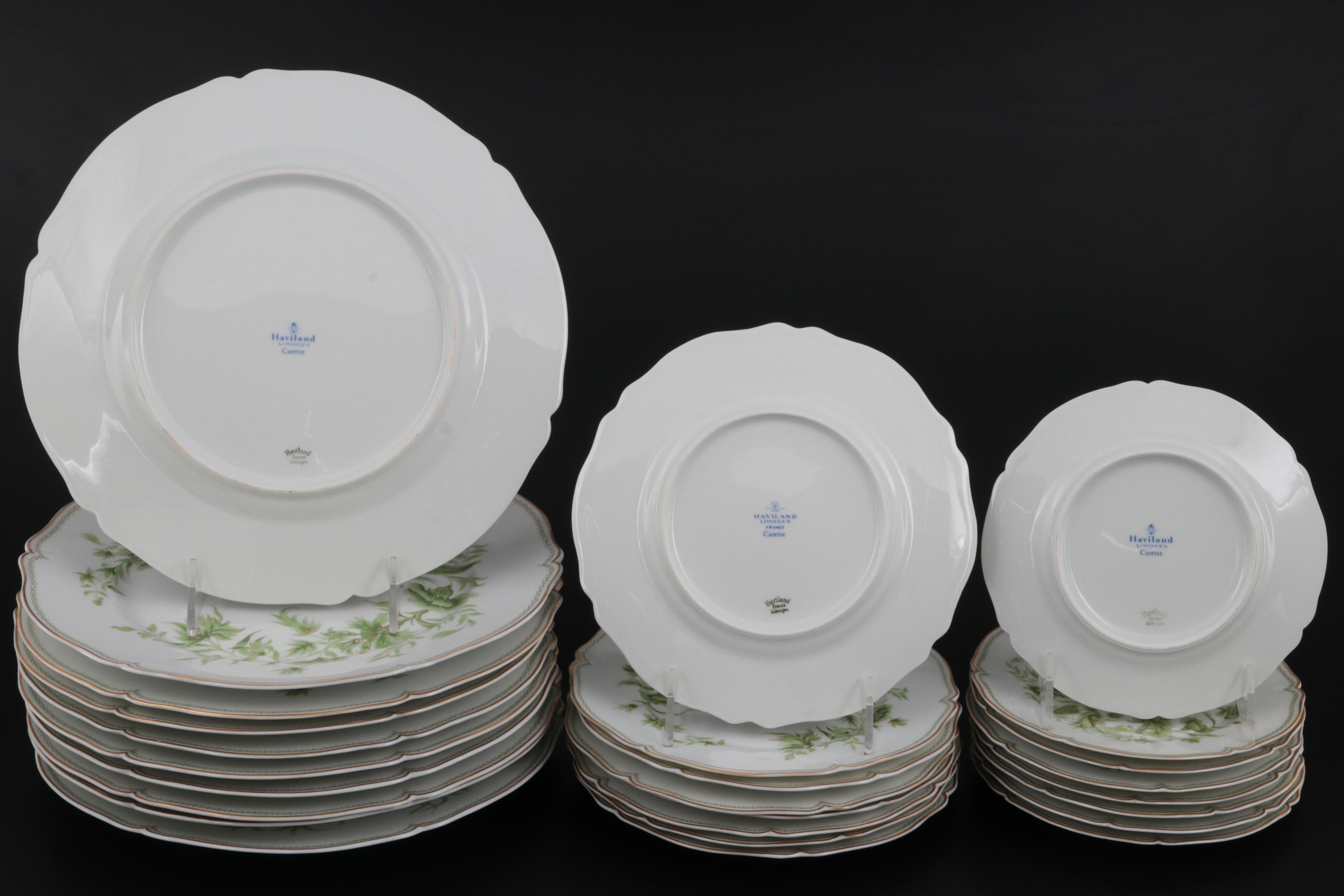 Haviland "Carette" Gold Trimmed Porcelain Dinnerware, Late 20th Century