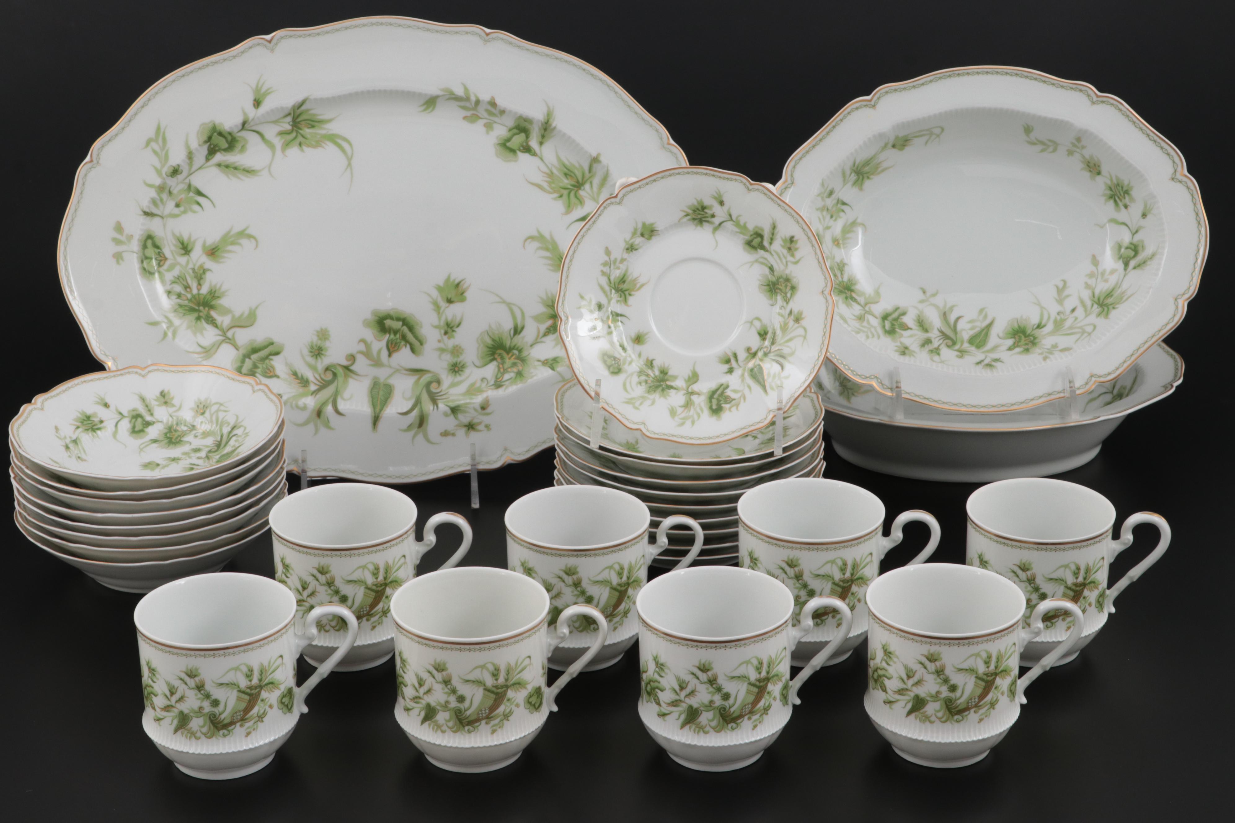 Haviland "Carette" Gold Trimmed Porcelain Dinnerware, Late 20th Century