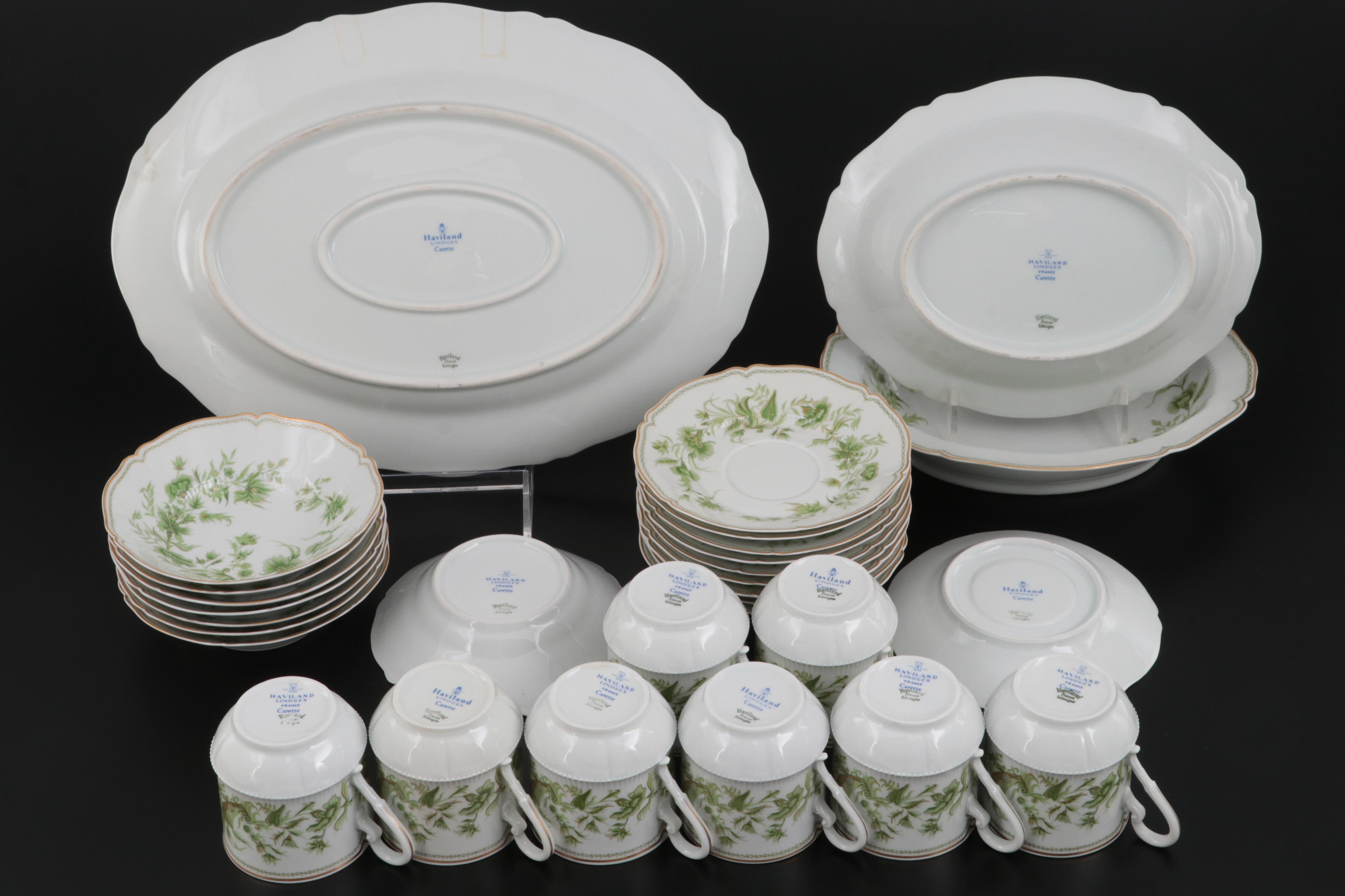 Haviland "Carette" Gold Trimmed Porcelain Dinnerware, Late 20th Century