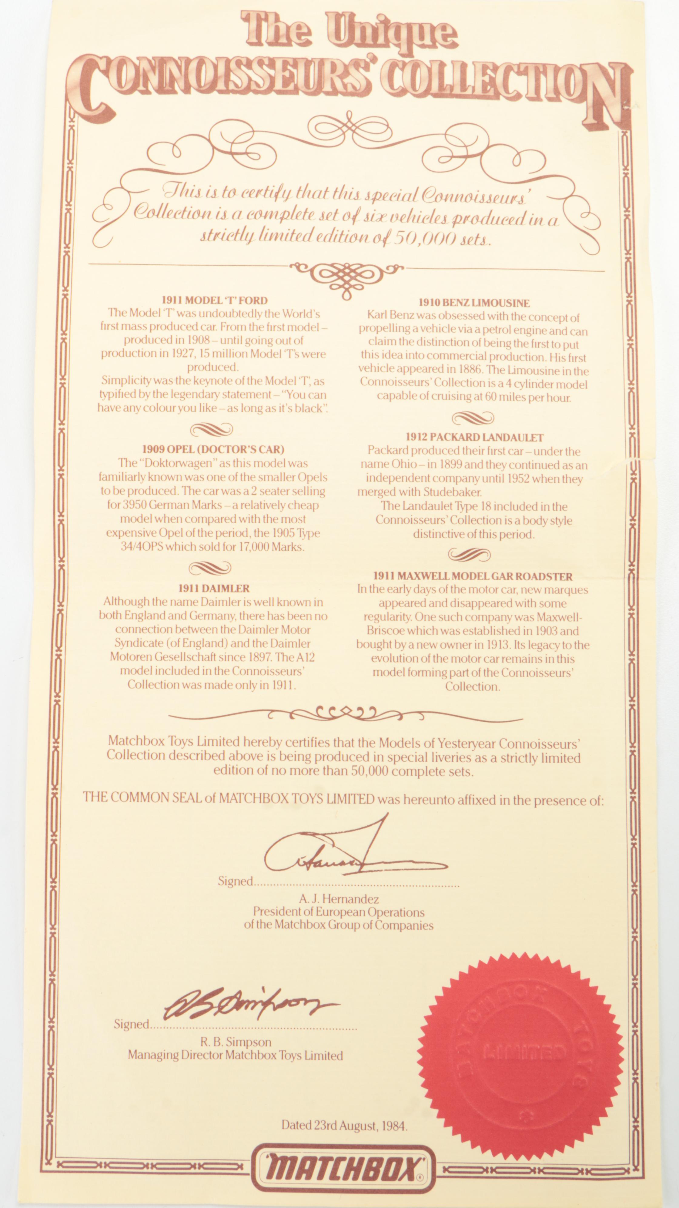 Matchbox Models of Yesteryear Connoisseurs Collection, Late 20th Century