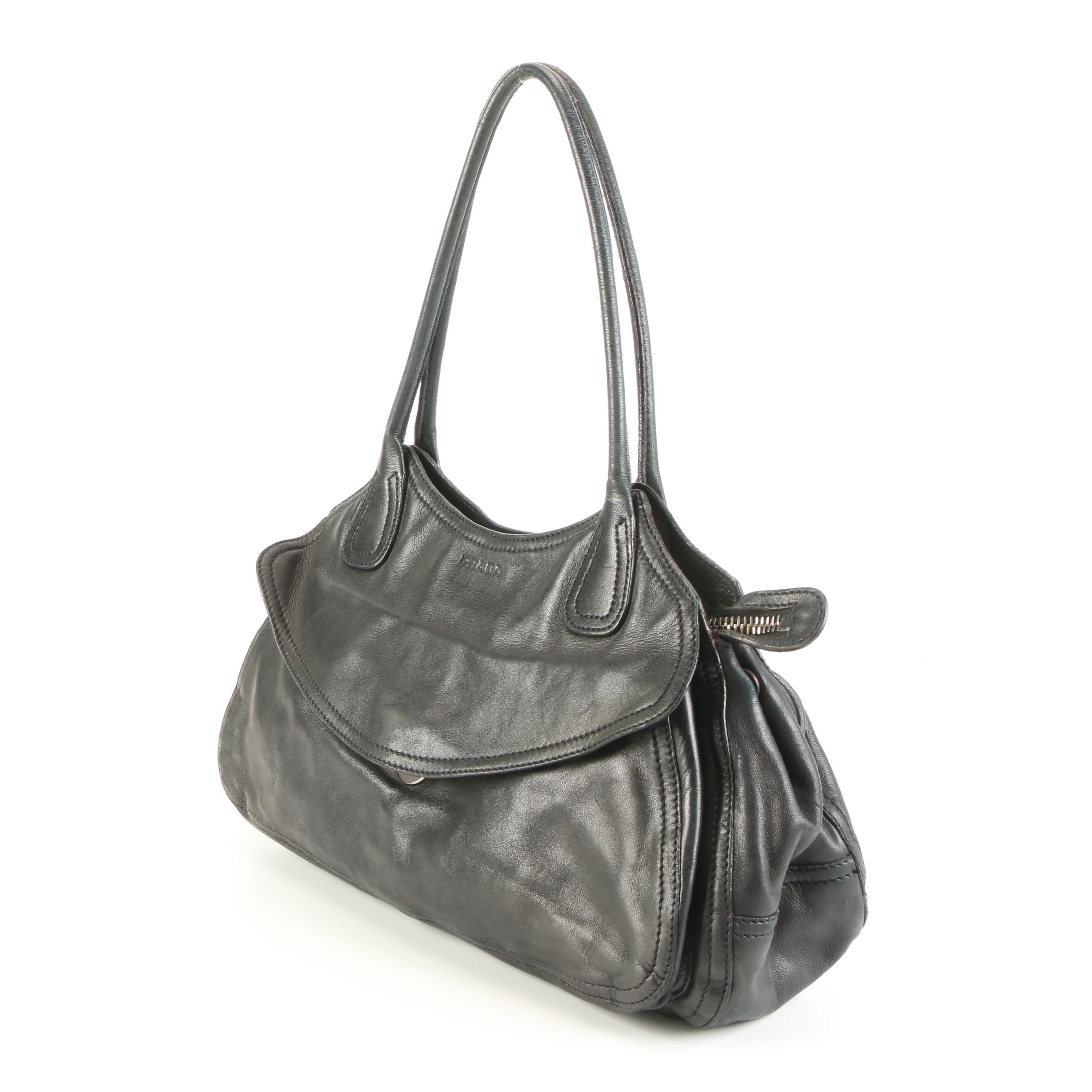 Prada Black Leather Shoulder Bag