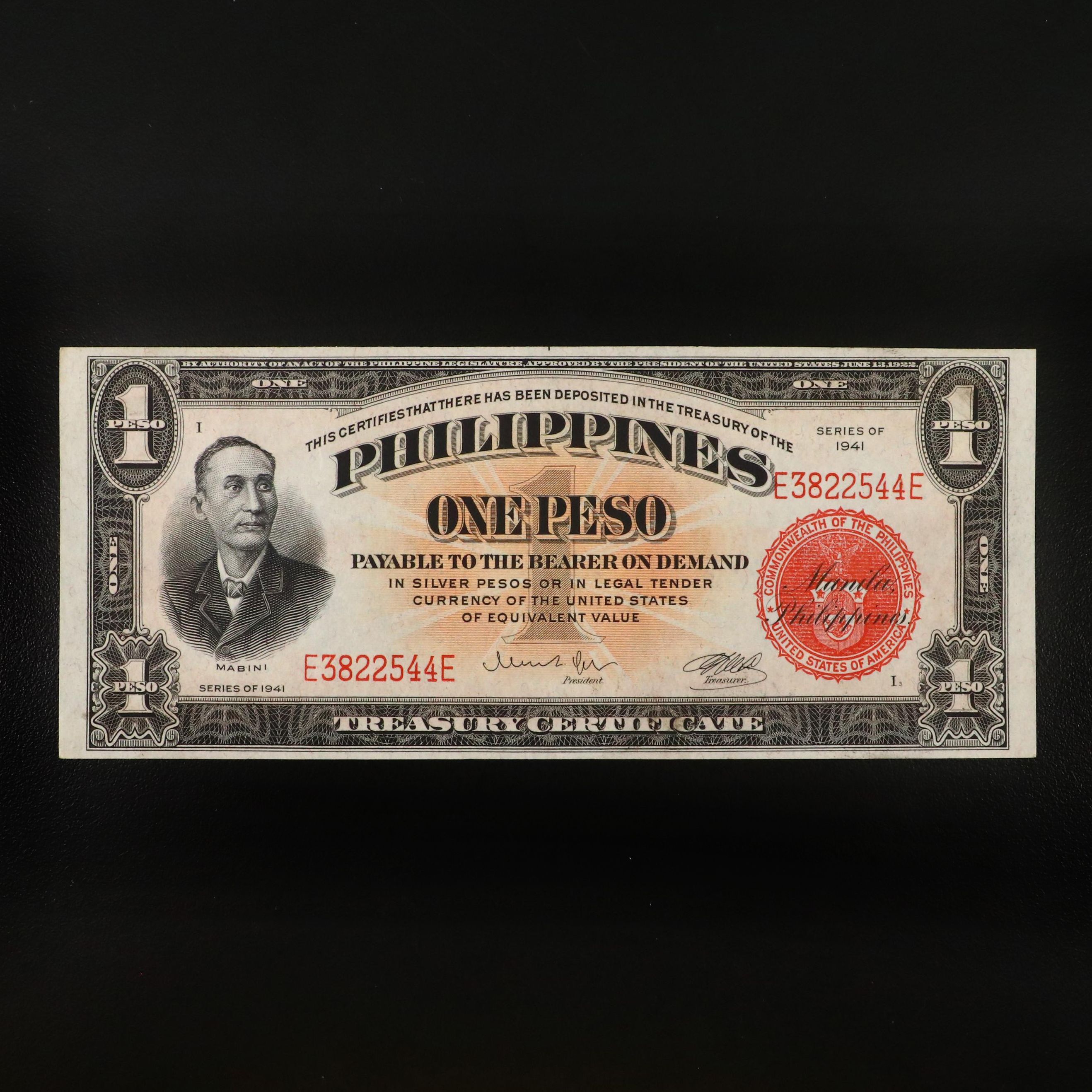 Series 1941 Philippines 1 Peso Note