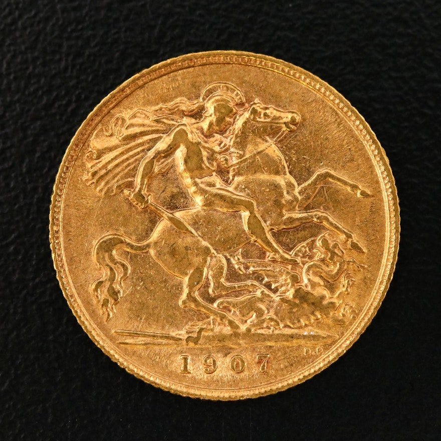 1907 Great Britain Half Sovereign Gold Coin