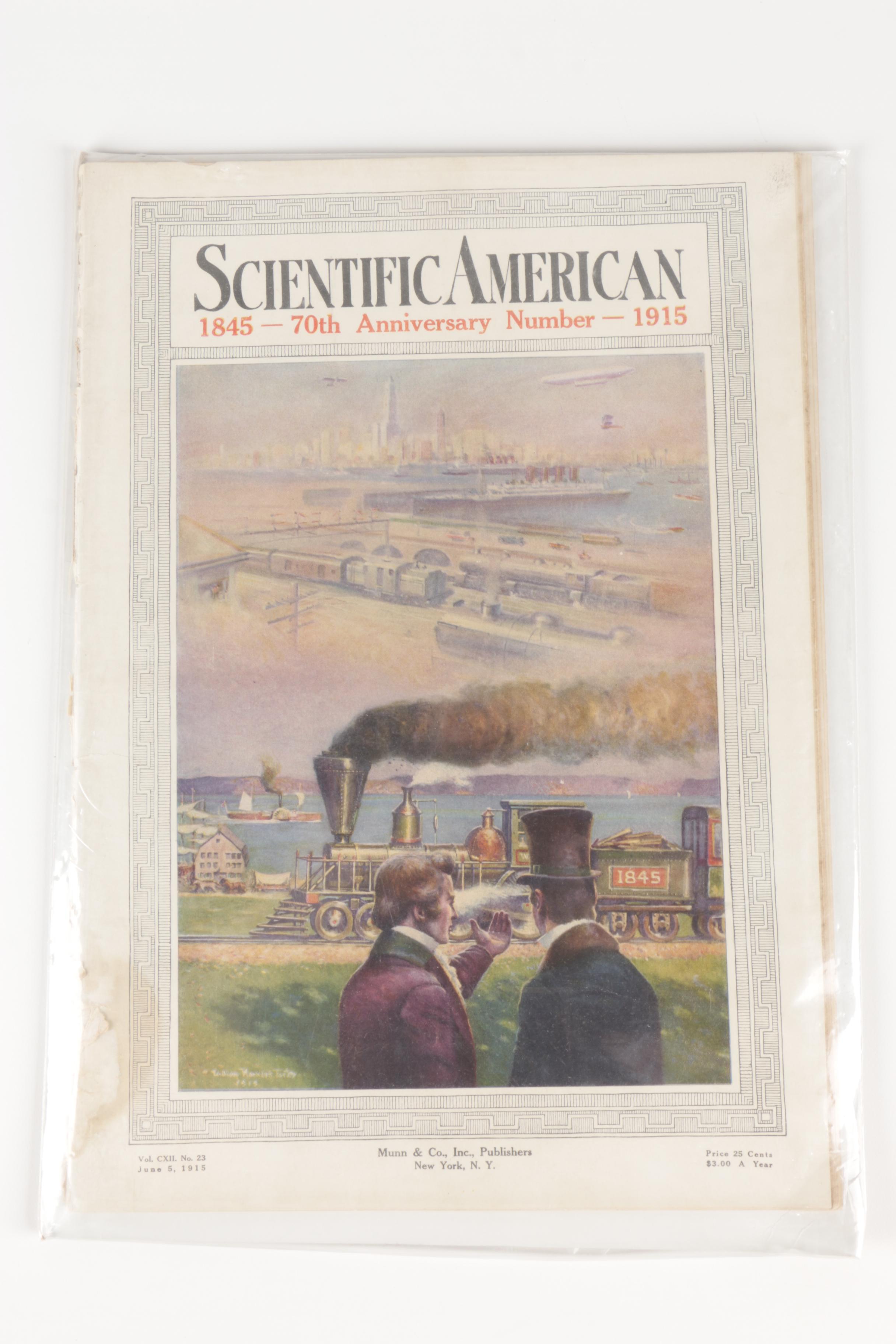 1915 "Scientific American" Magazine 70th Anniversary Issue with Other Issues