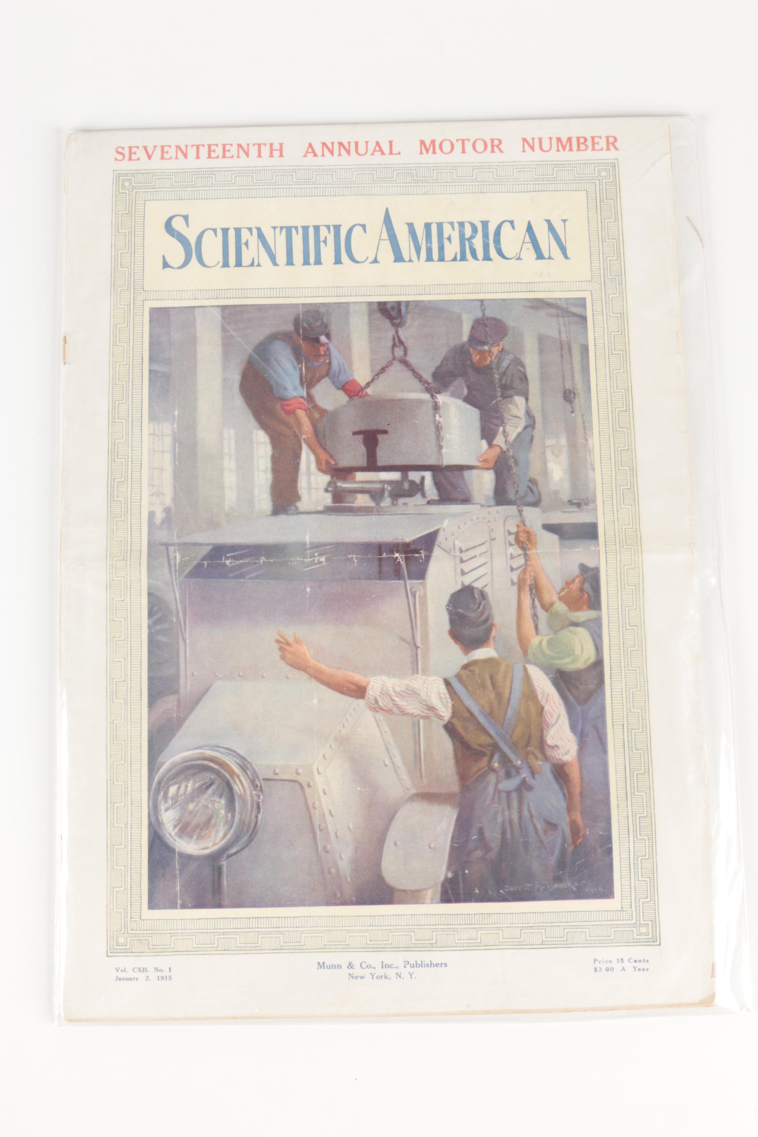 1915 "Scientific American" Magazine 70th Anniversary Issue with Other Issues