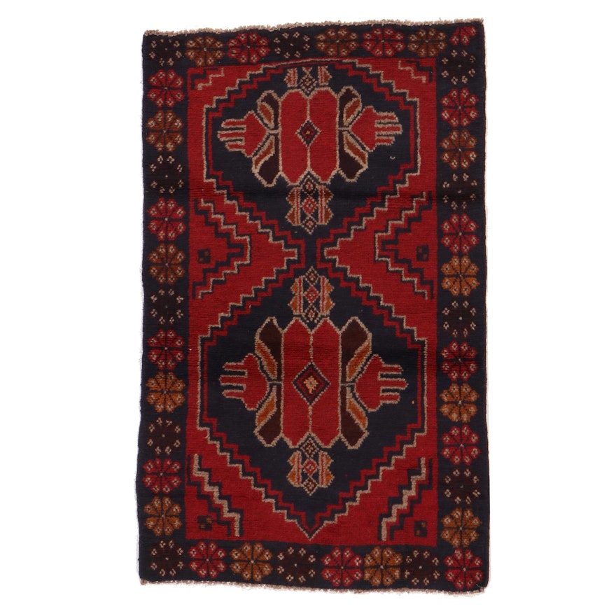 2'10 x 4'5 Hand-Knotted Afgan Baluch Accent Rug