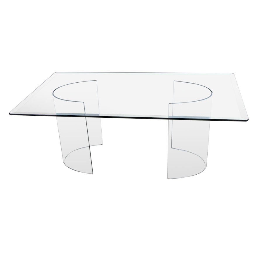 Modernist Glass Dining Table, Late 20th Century