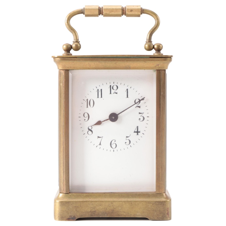 French Gorge Brass Carriage Clock,  Early 20th Century