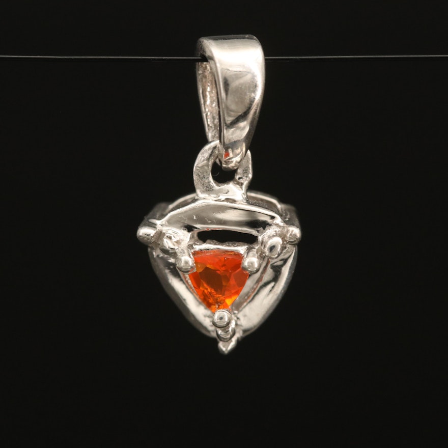 Sterling Fire Opal Pendant