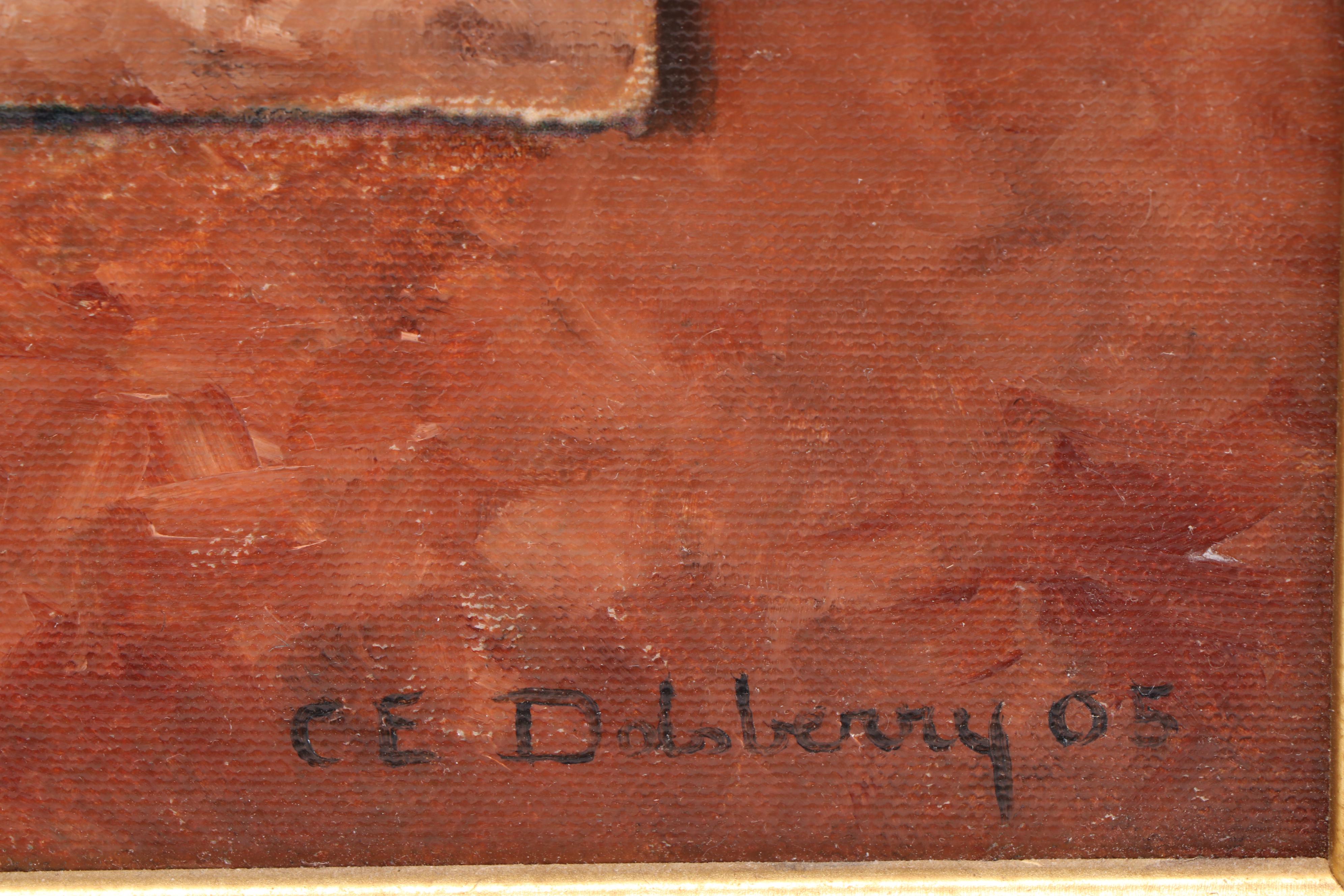 C.E. "Buzz" Dolsberry Oil Painting of Windowsill Flowers, 2005