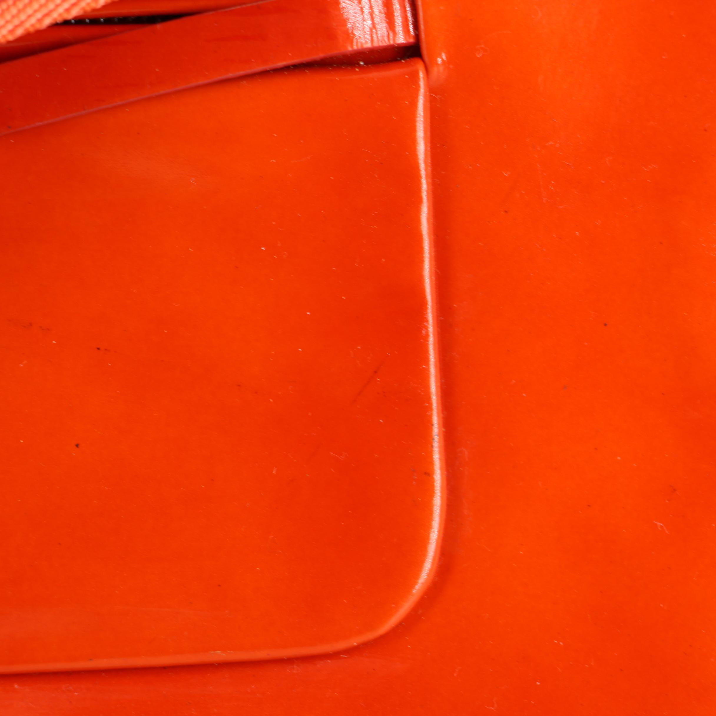 Prada Flap Front Shoulder Bag in Orange Patent Leather