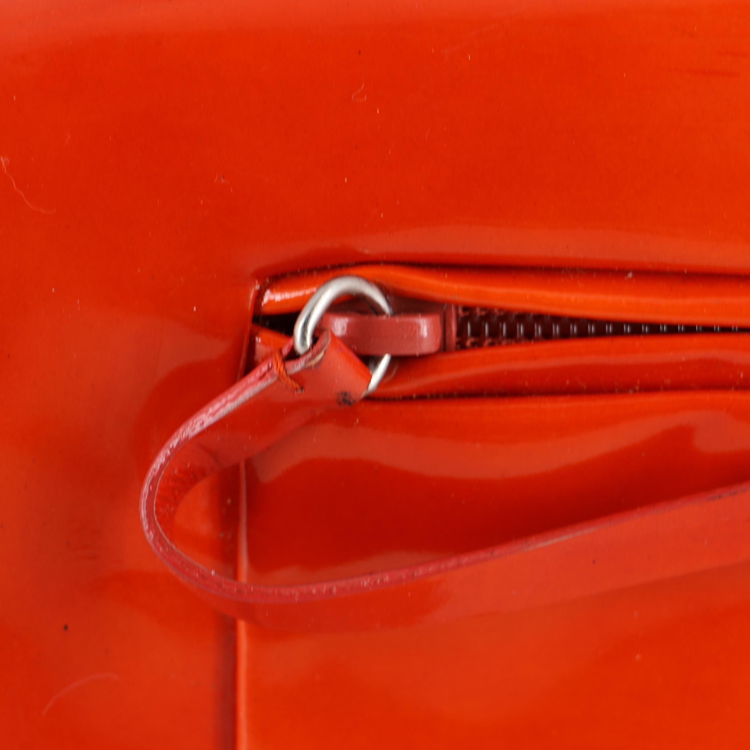 Prada Flap Front Shoulder Bag in Orange Patent Leather
