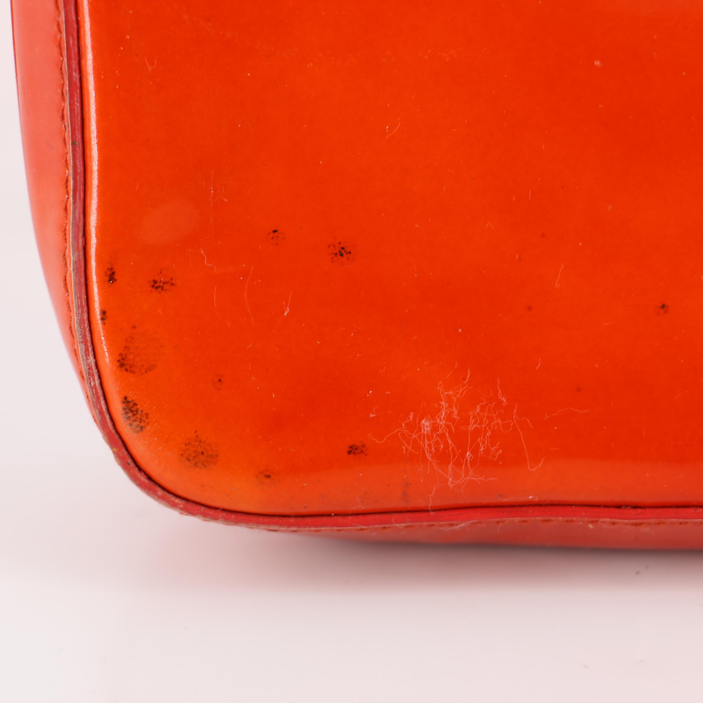 Prada Flap Front Shoulder Bag in Orange Patent Leather