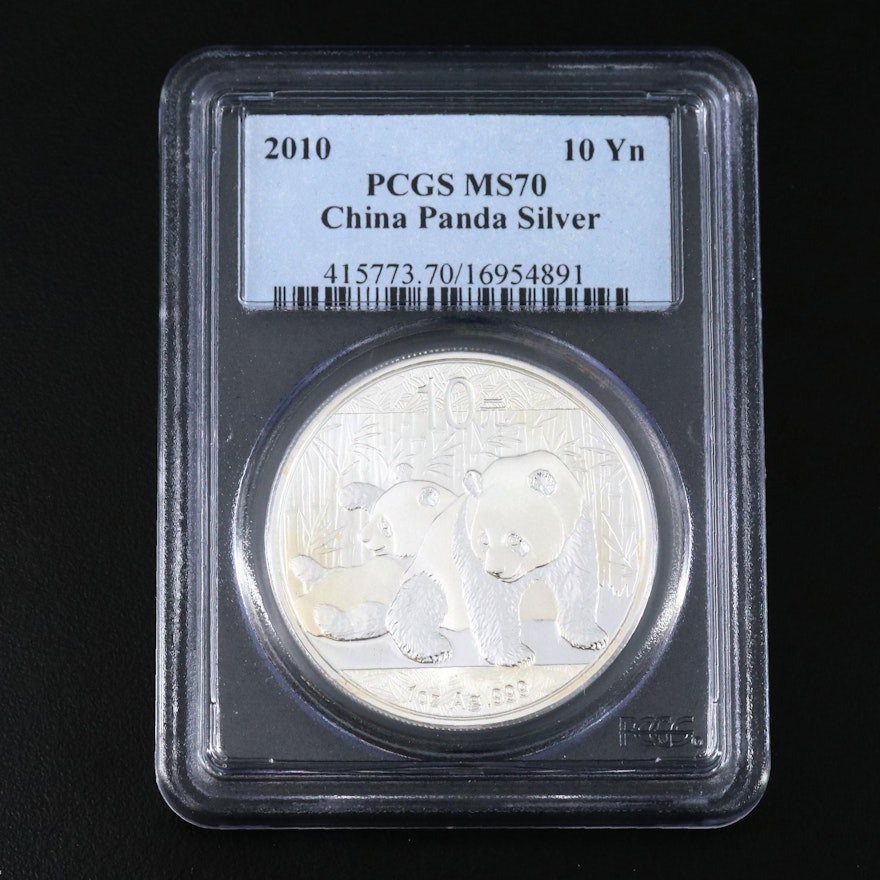 PCGS Graded MS70 2010 China Silver Panda 10-Yuan Bullion Coin