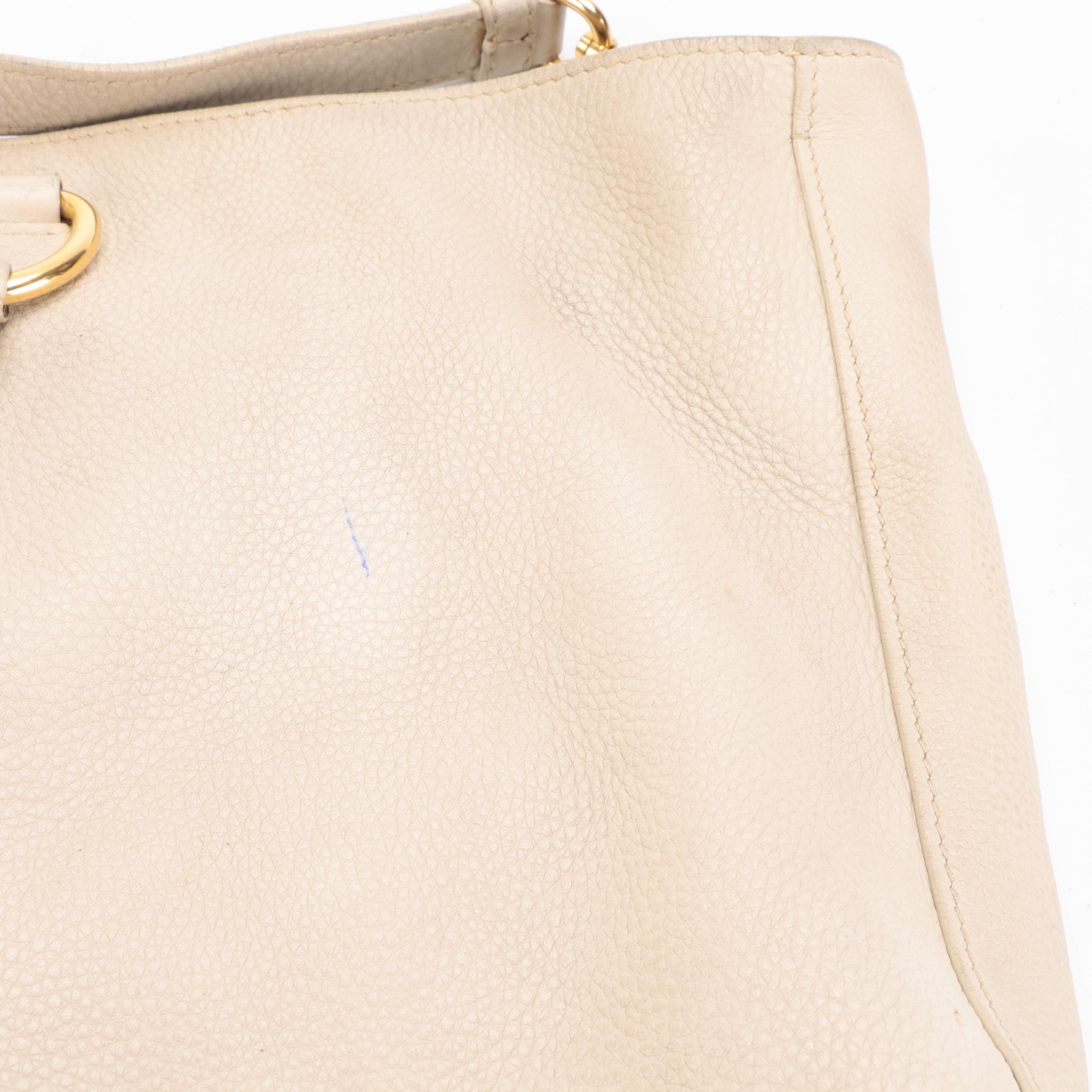 Prada Tote Bag in Pebbled Leather with Detachable Shoulder Strap