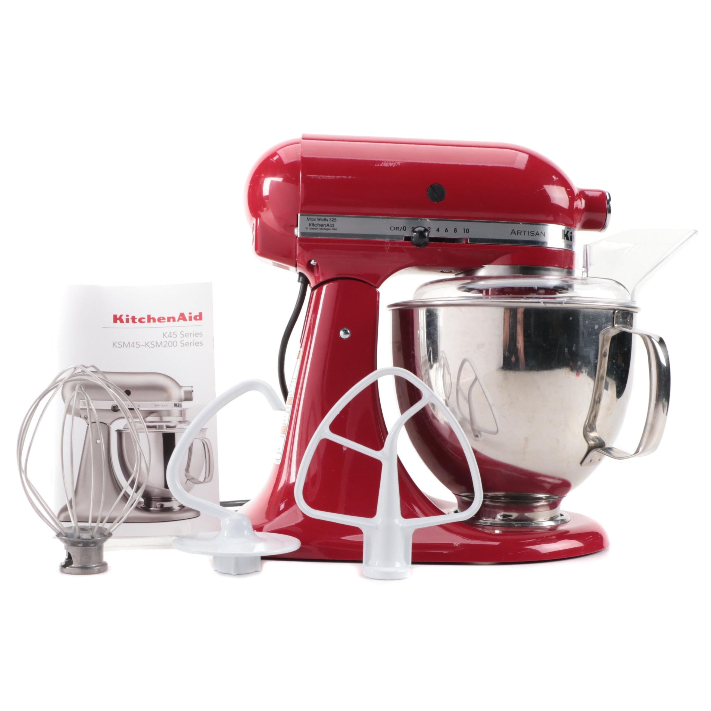Kitchen Aid K45 Series Red Tilt Head Stand Mixer with Accessories