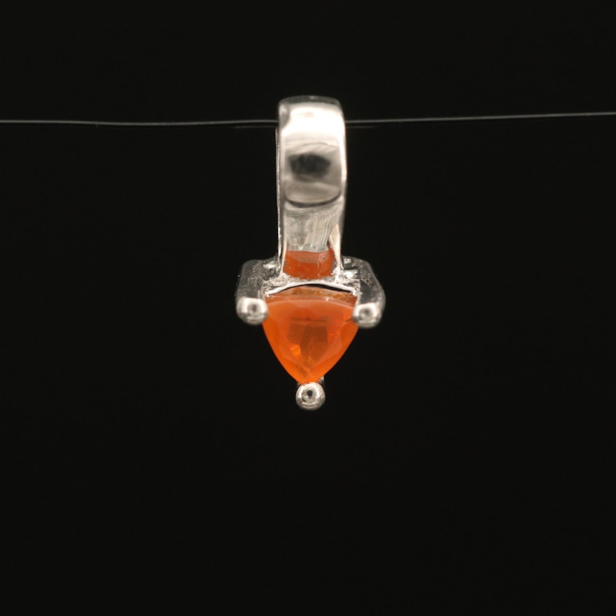 Sterling Fire Opal Pendant