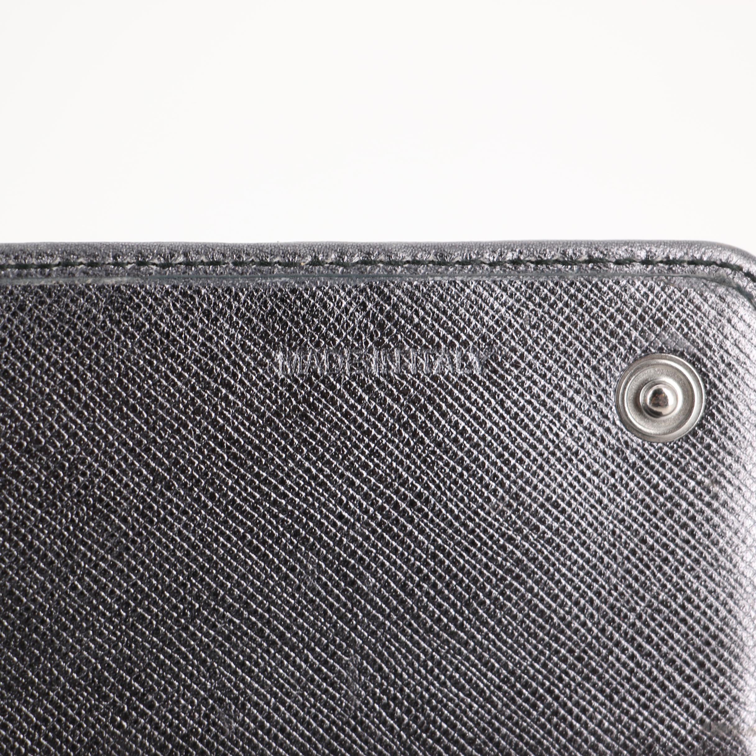 Prada Continental Wallet in Tessuto Nylon and Metallic Saffiano Leather with Box