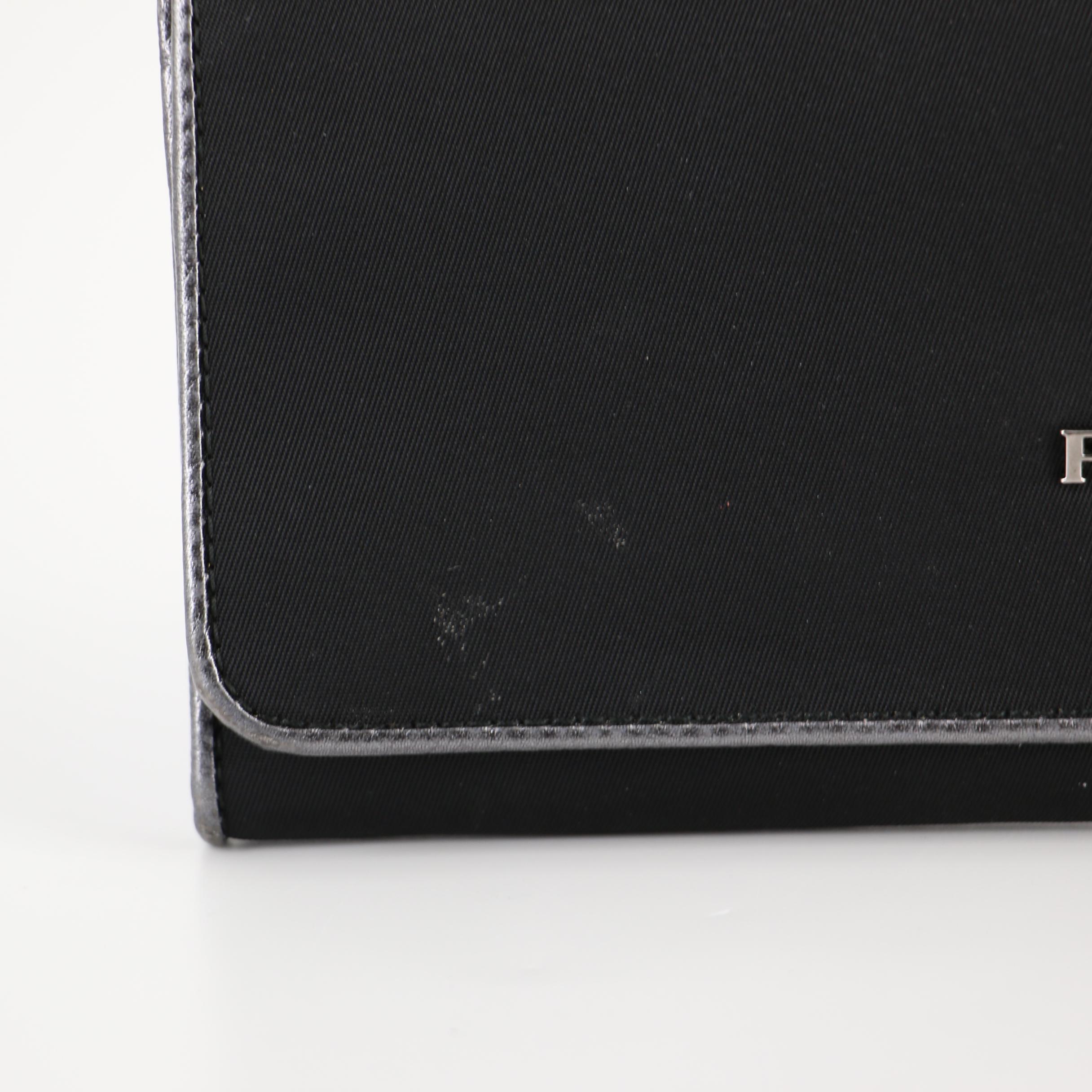 Prada Continental Wallet in Tessuto Nylon and Metallic Saffiano Leather with Box