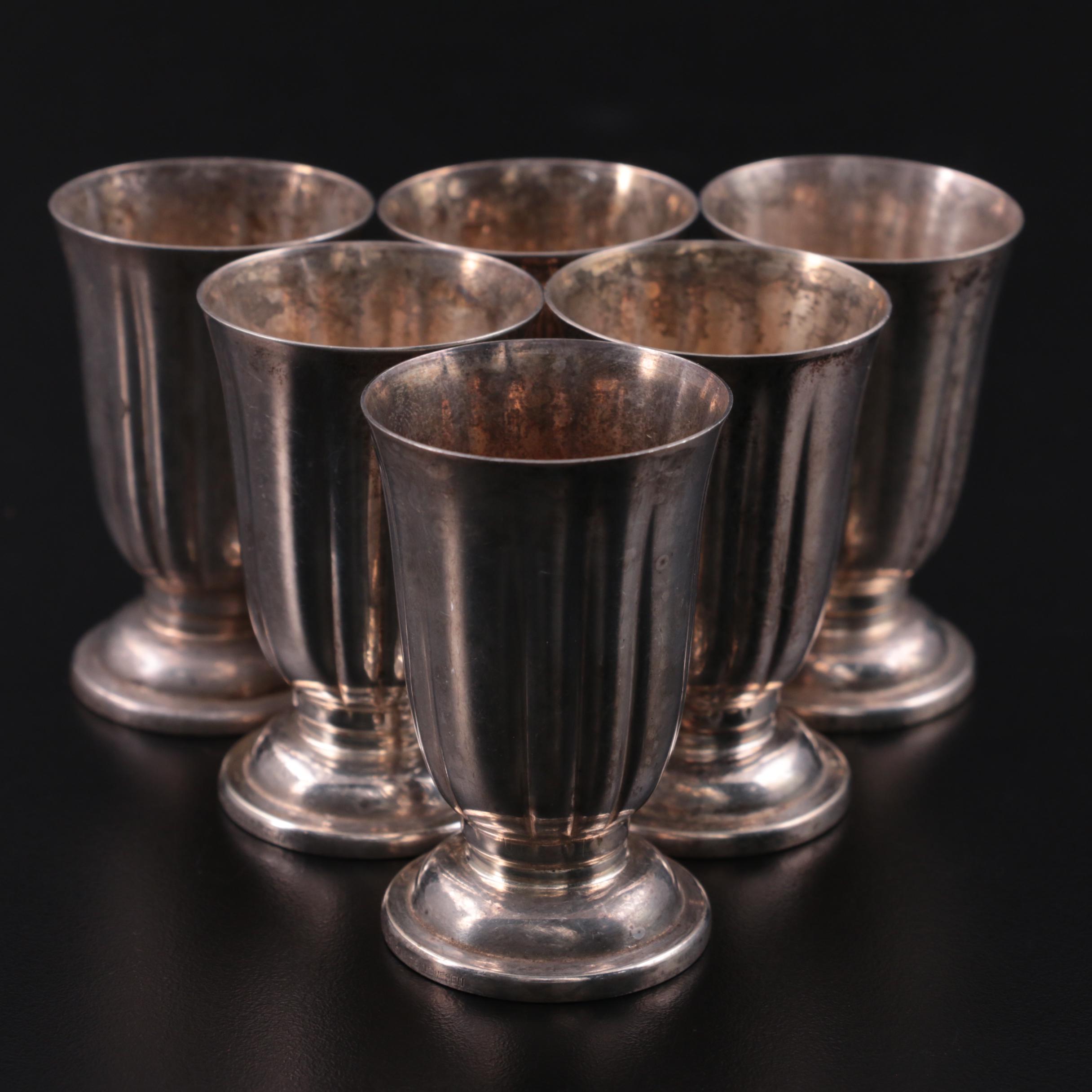 C.G. Hallberg Silver Plate Cordial Glasses, Early to Mid 20th Century