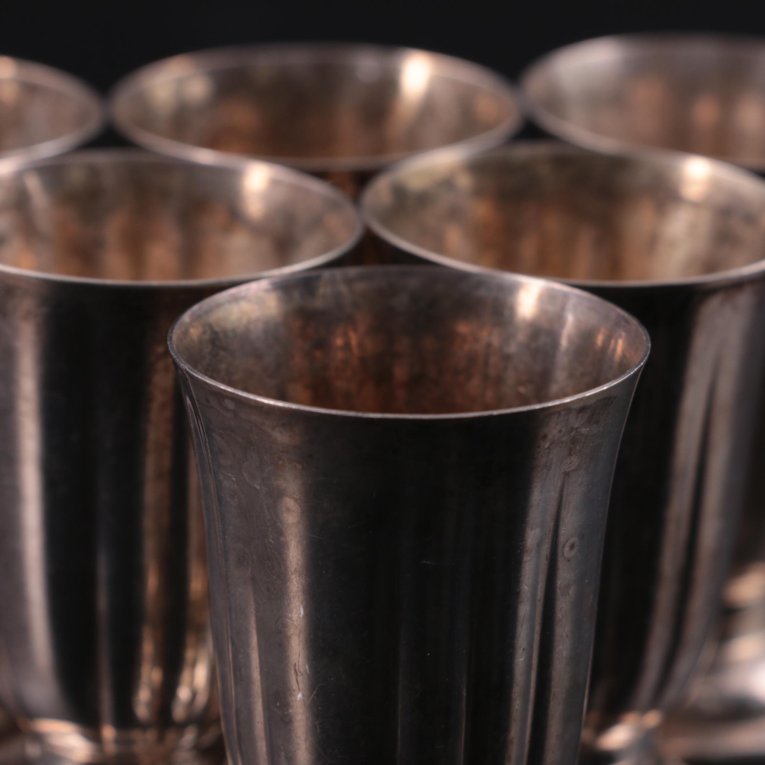 C.G. Hallberg Silver Plate Cordial Glasses, Early to Mid 20th Century