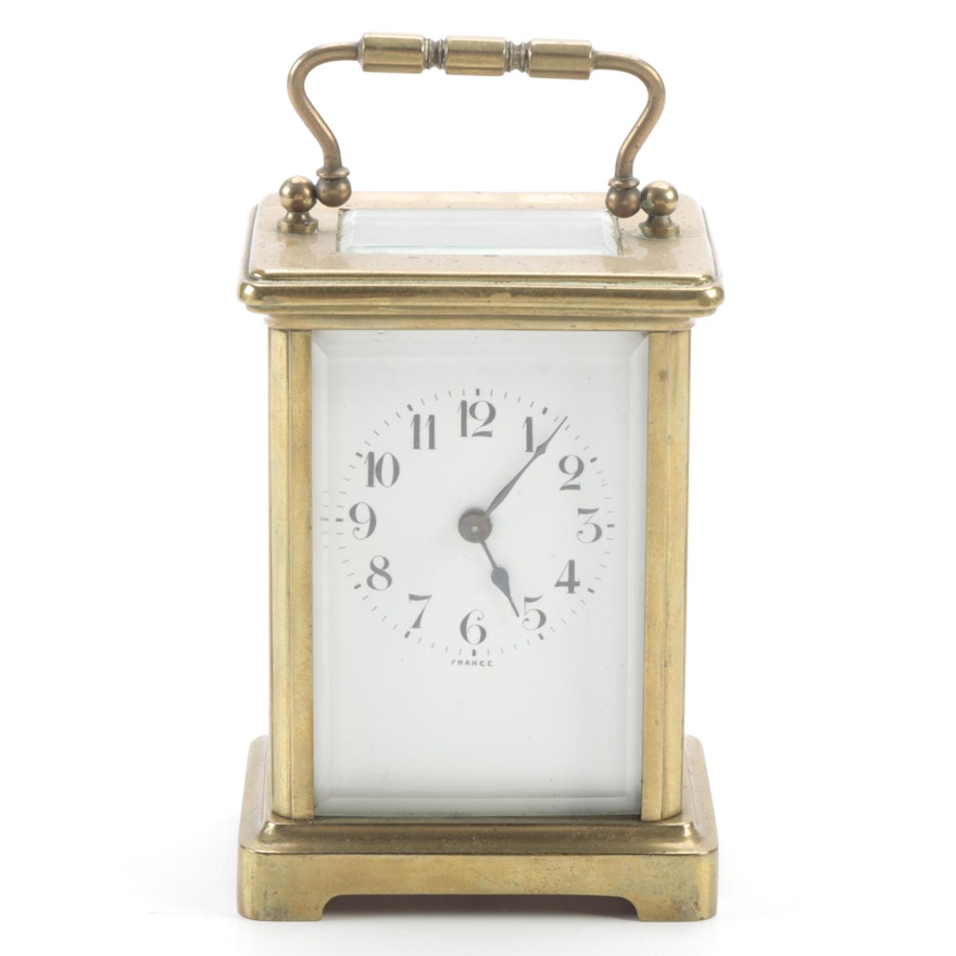 John Wanamaker Brass and Glass Carriage Clock, Late 19th/Early 20th Century