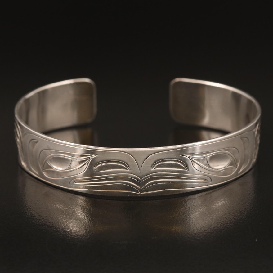 Signed Sheldon C. Williams Pacific Northwest Sterling Hand Engraved Cuff