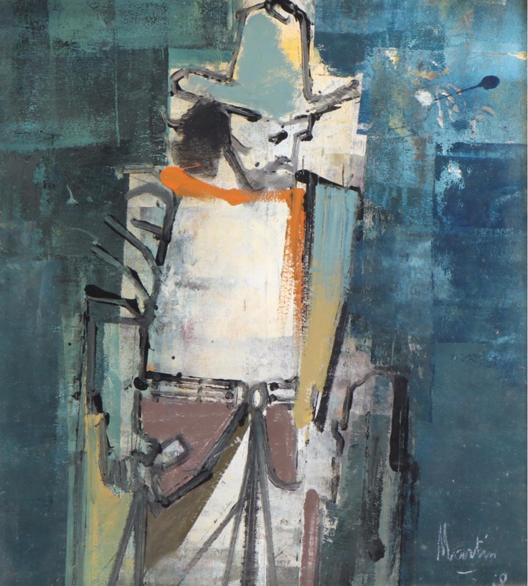 James Martin Abstract Oil Painting of Cowboy, 1978