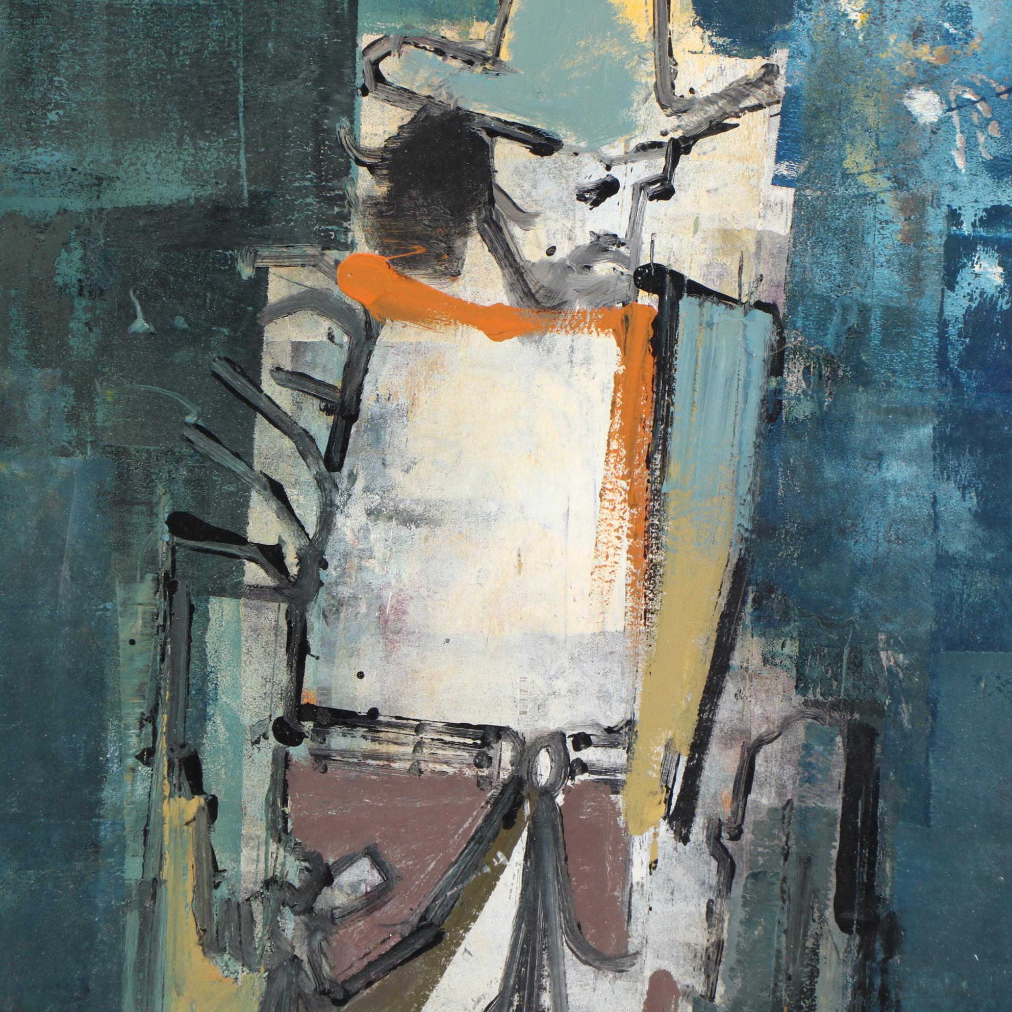 James Martin Abstract Oil Painting of Cowboy, 1978