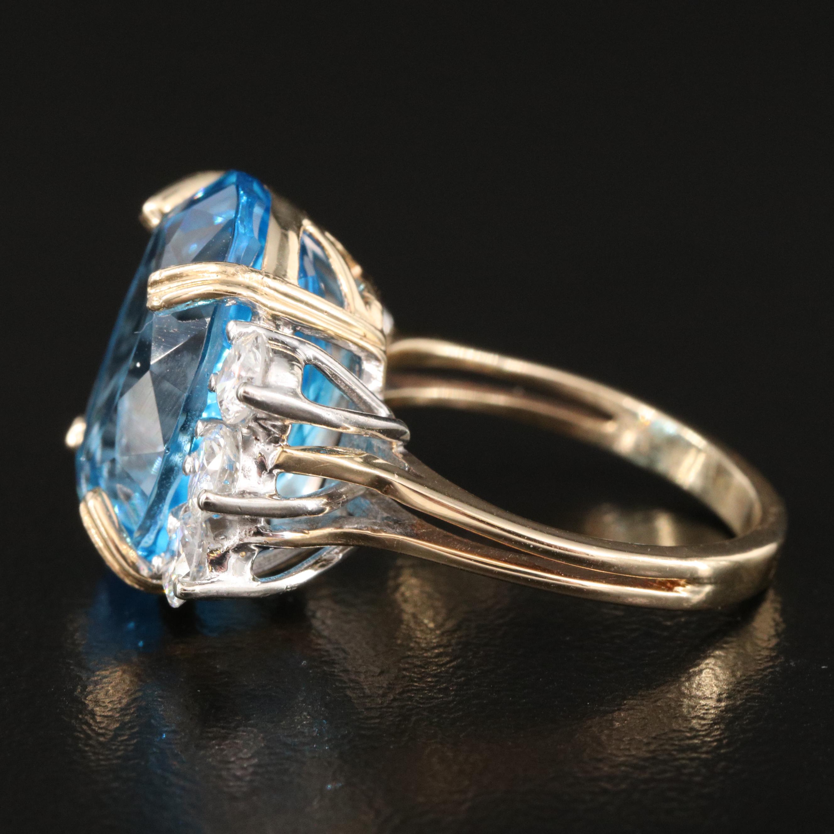 14K Swiss Blue Topaz and Diamond Ring