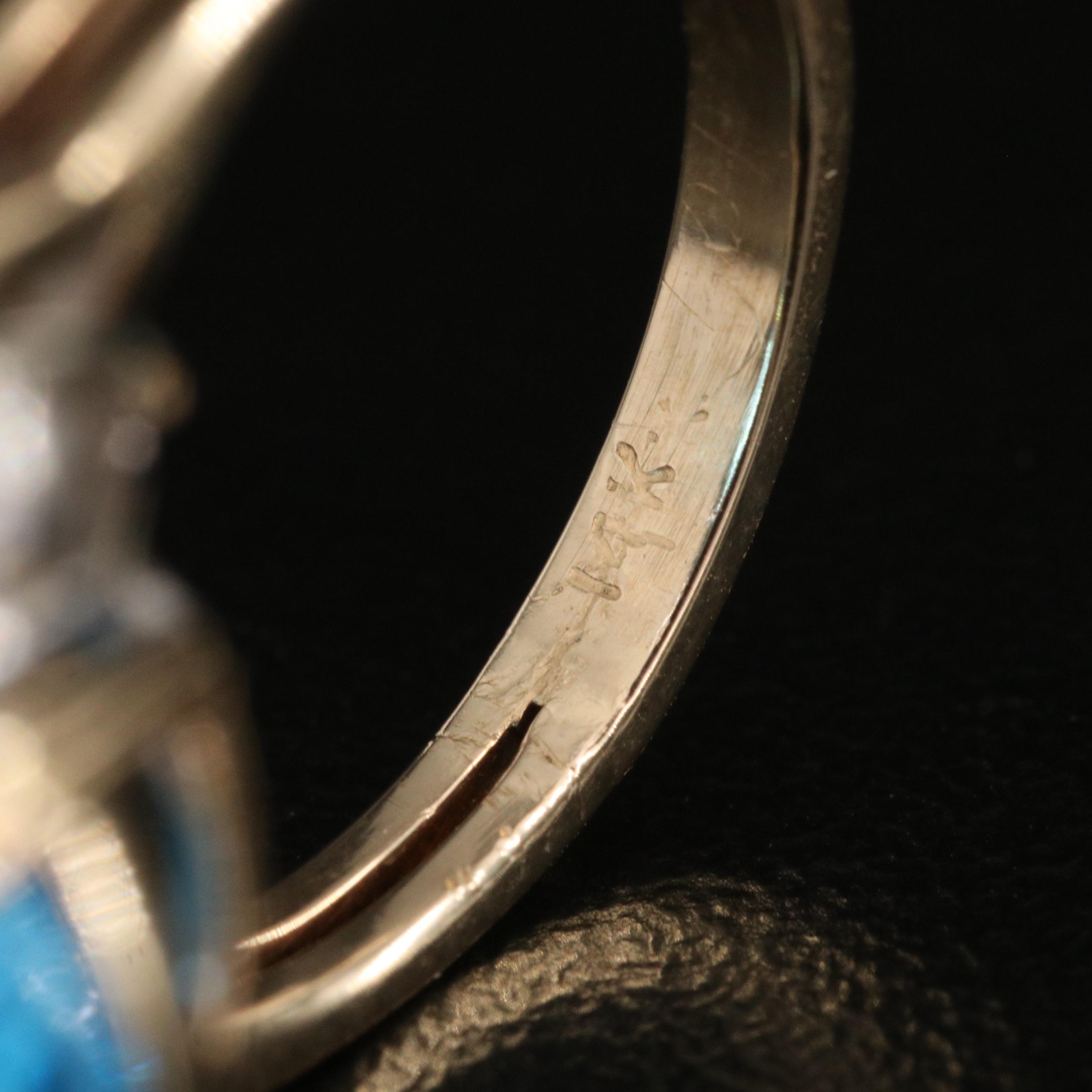 14K Swiss Blue Topaz and Diamond Ring