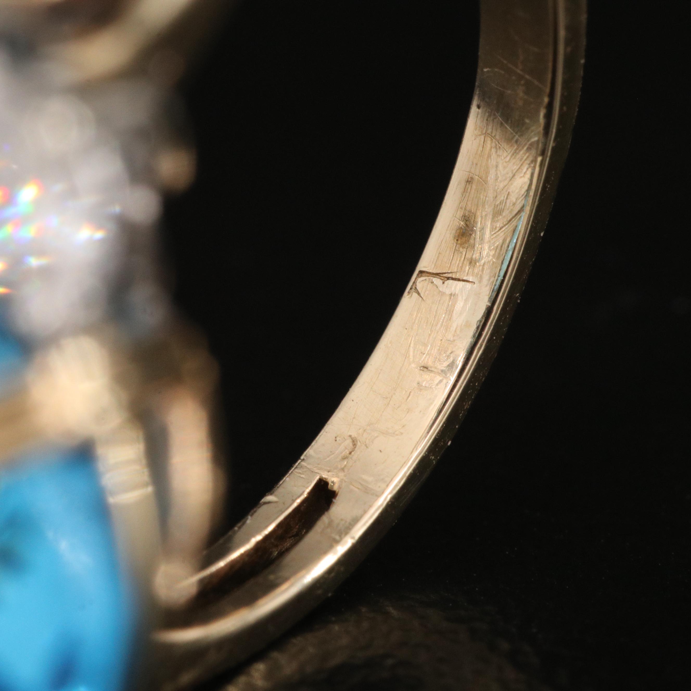 14K Swiss Blue Topaz and Diamond Ring