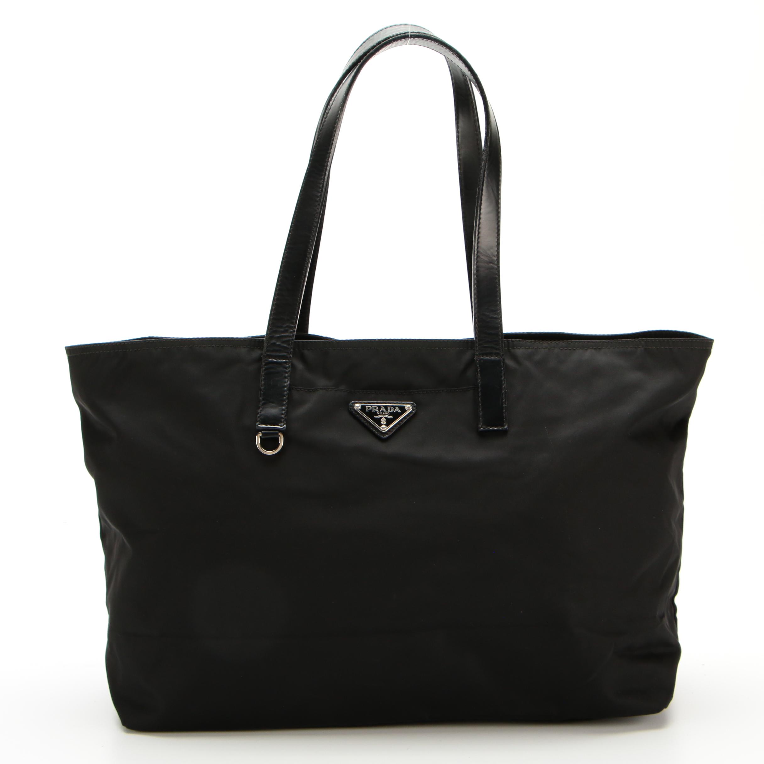 Prada Tote Bag in Nylon Tessuto with Leather Trim