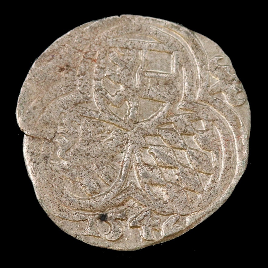 Matthaus Lang Von Wallenburg Silver 1/2 Kruezer Coin, 1546