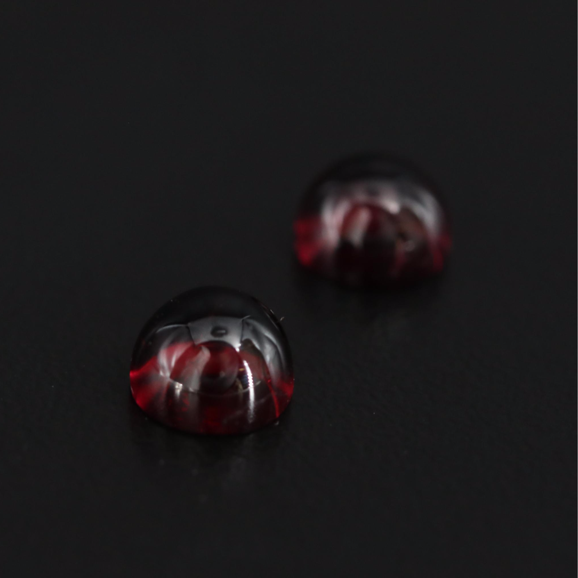 Matched Pair of Loose 3.08 CTW Round Rubellite Cabochons