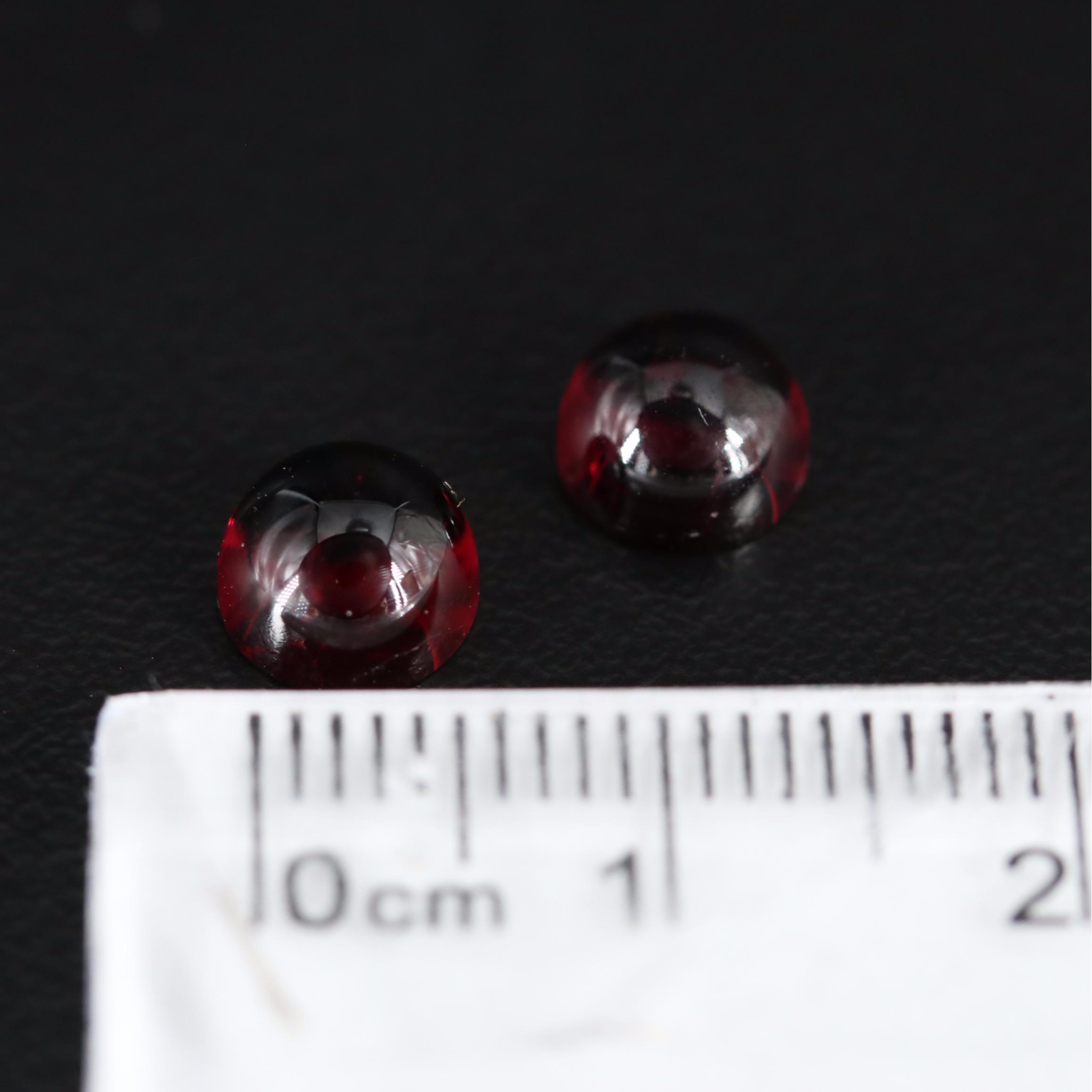 Matched Pair of Loose 3.08 CTW Round Rubellite Cabochons