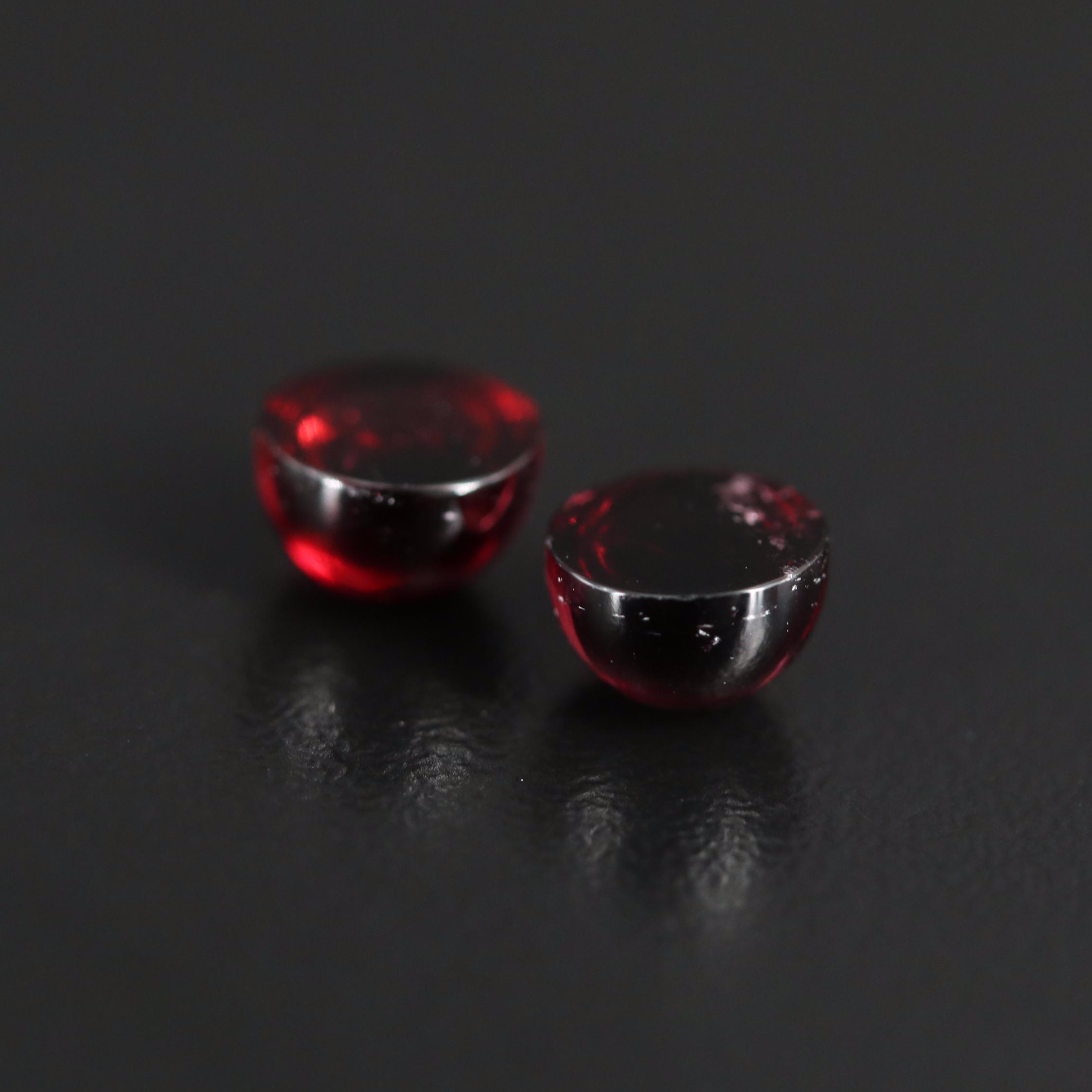 Matched Pair of Loose 3.08 CTW Round Rubellite Cabochons