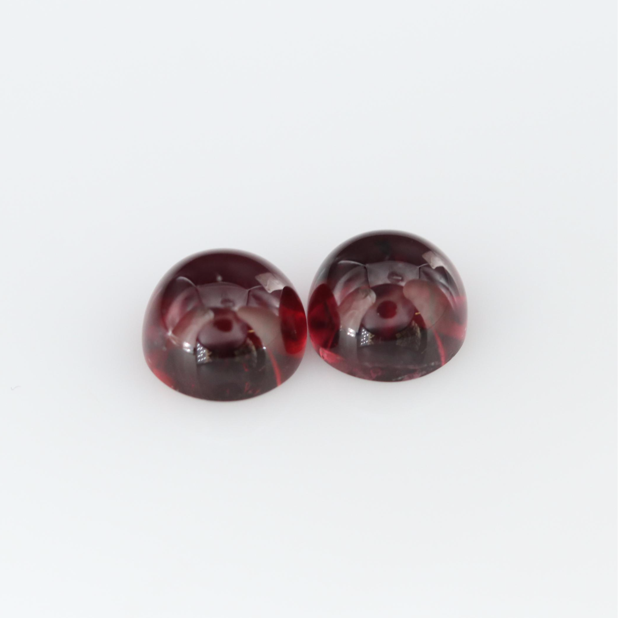 Matched Pair of Loose 3.08 CTW Round Rubellite Cabochons