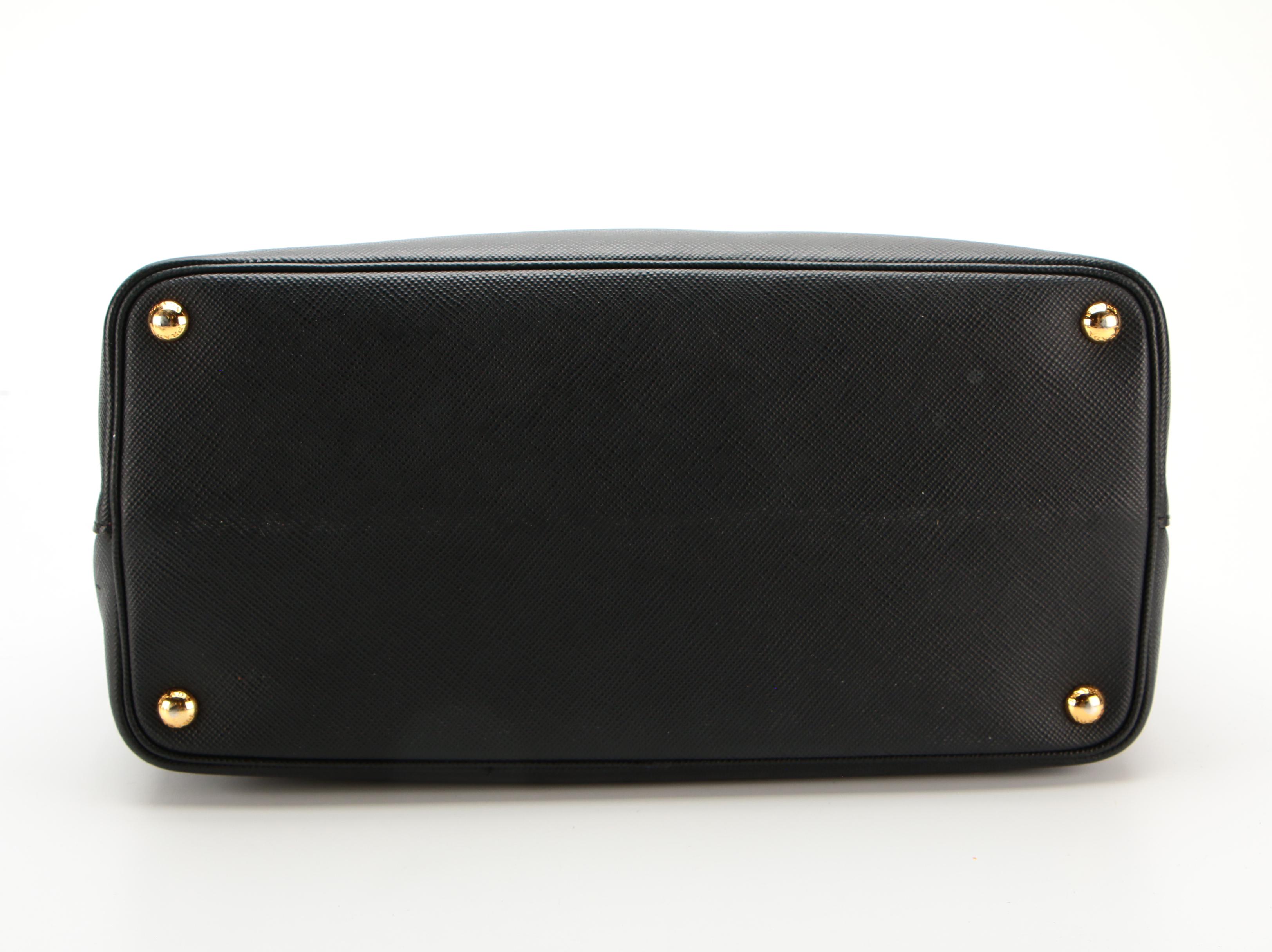 Prada Large Double Bag in Black Saffiano Leather