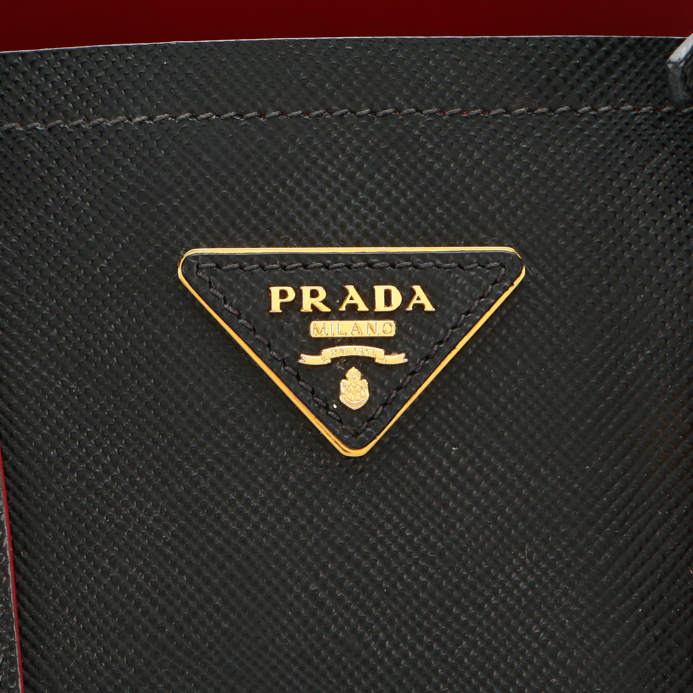 Prada Large Double Bag in Black Saffiano Leather