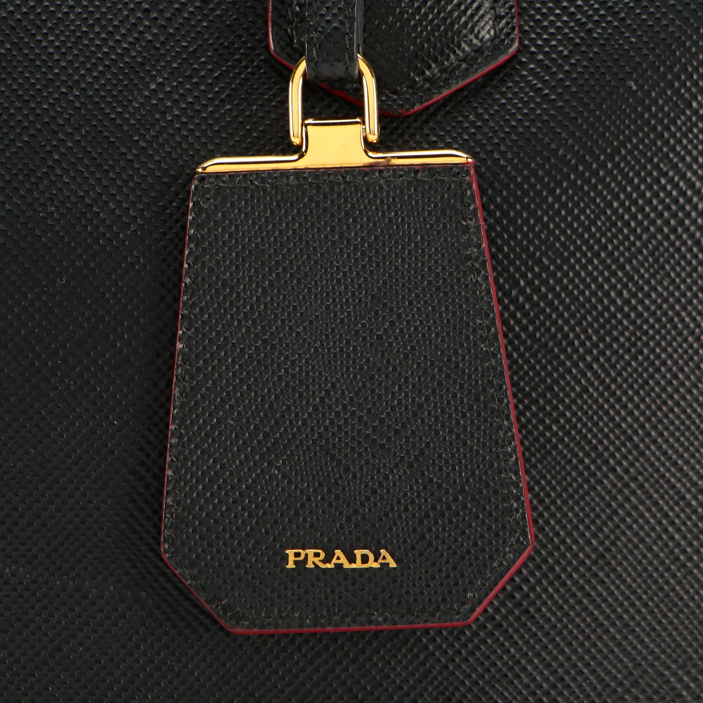 Prada Large Double Bag in Black Saffiano Leather