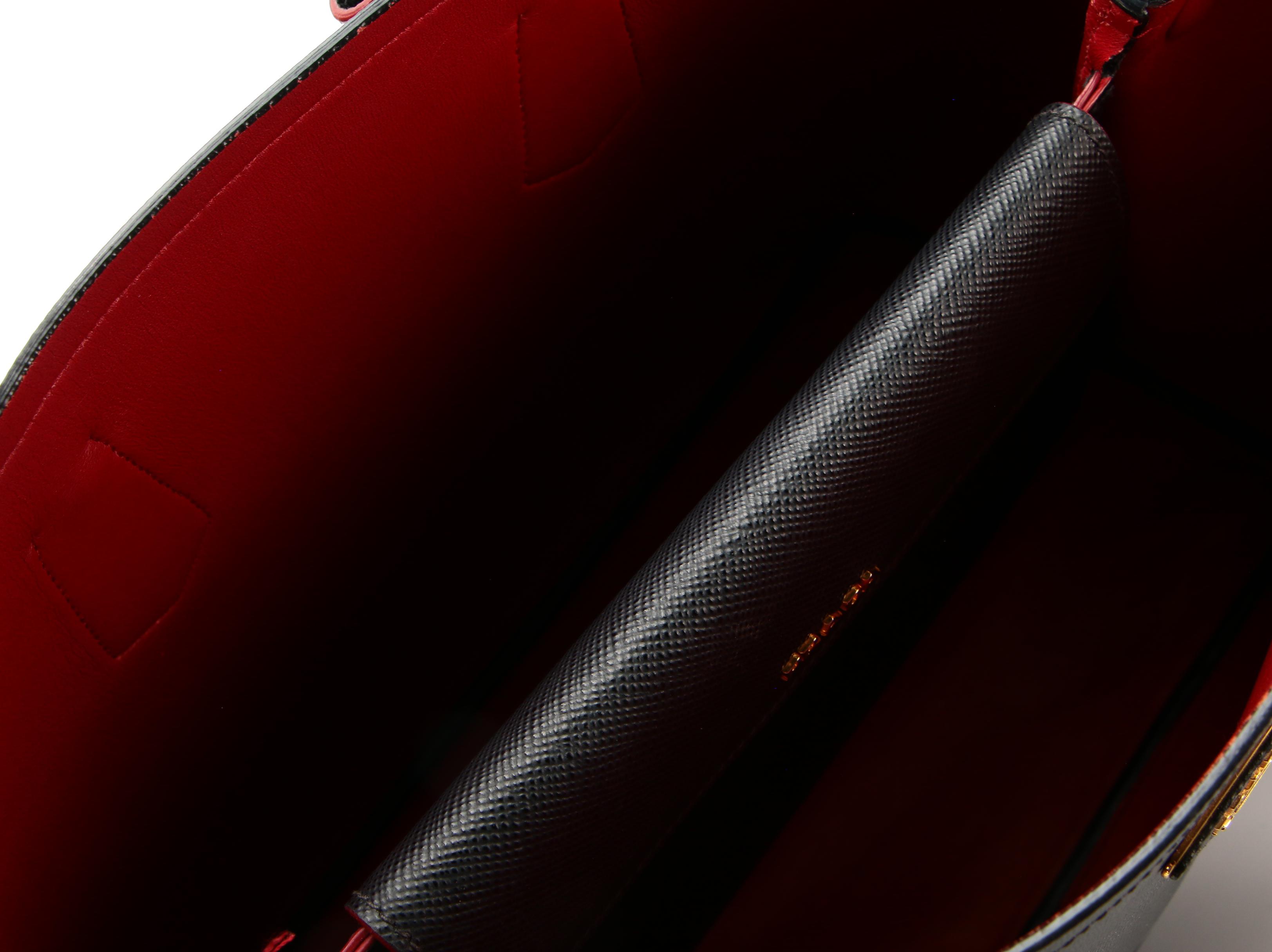 Prada Large Double Bag in Black Saffiano Leather