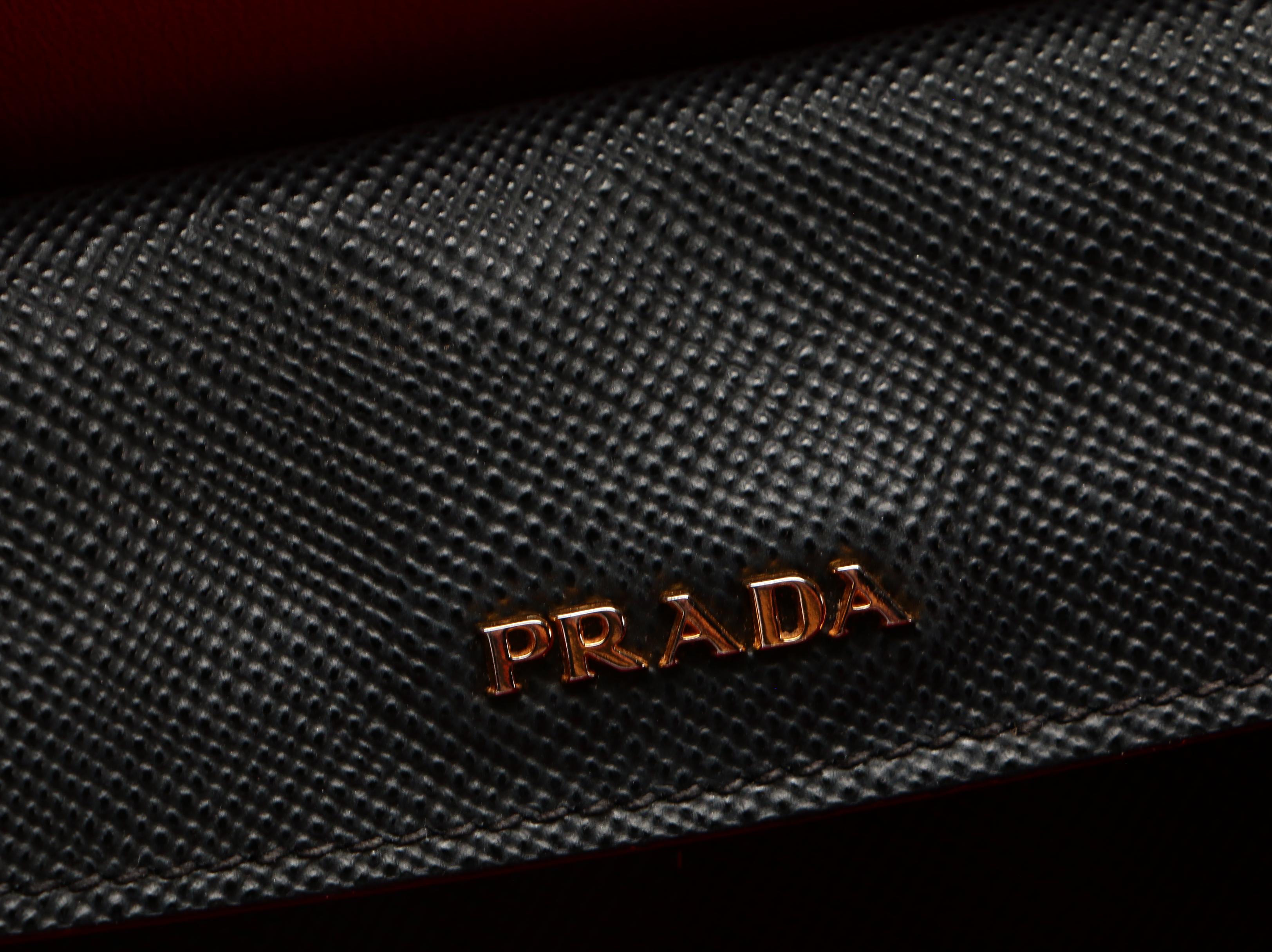 Prada Large Double Bag in Black Saffiano Leather