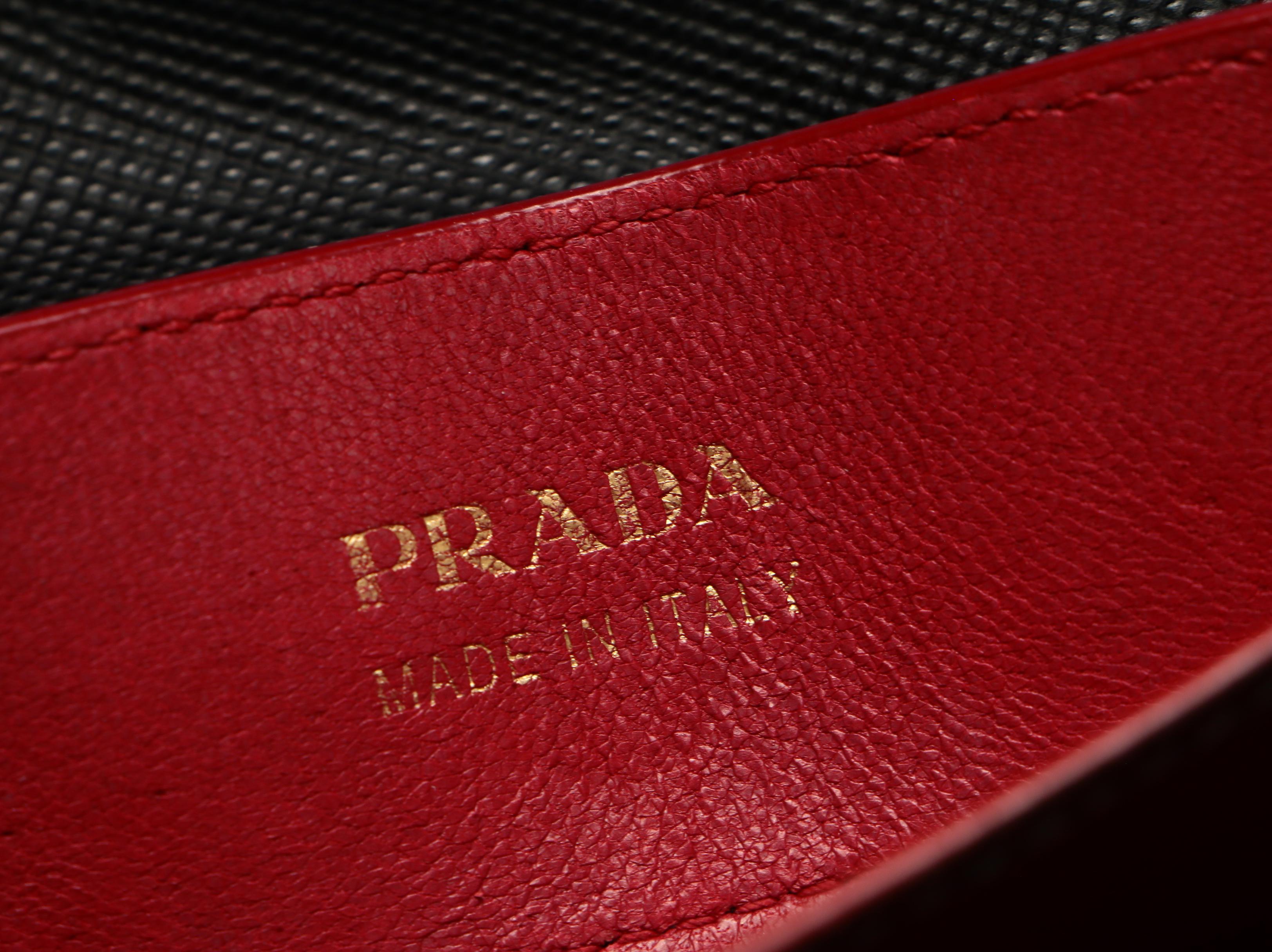 Prada Large Double Bag in Black Saffiano Leather